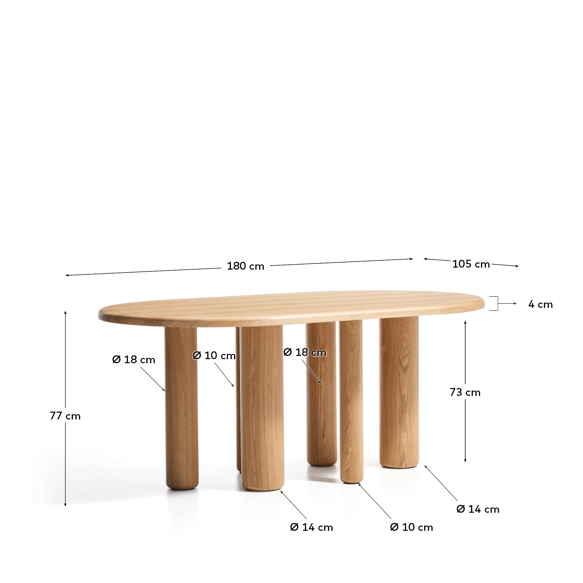 Mailen ovaler Tisch aus Eschenfurnier mit natürlichem Finish Ø 180 x 105 cm in Braun präsentiert im Onlineshop von KAQTU Design AG. Esstisch ist von Kave Home