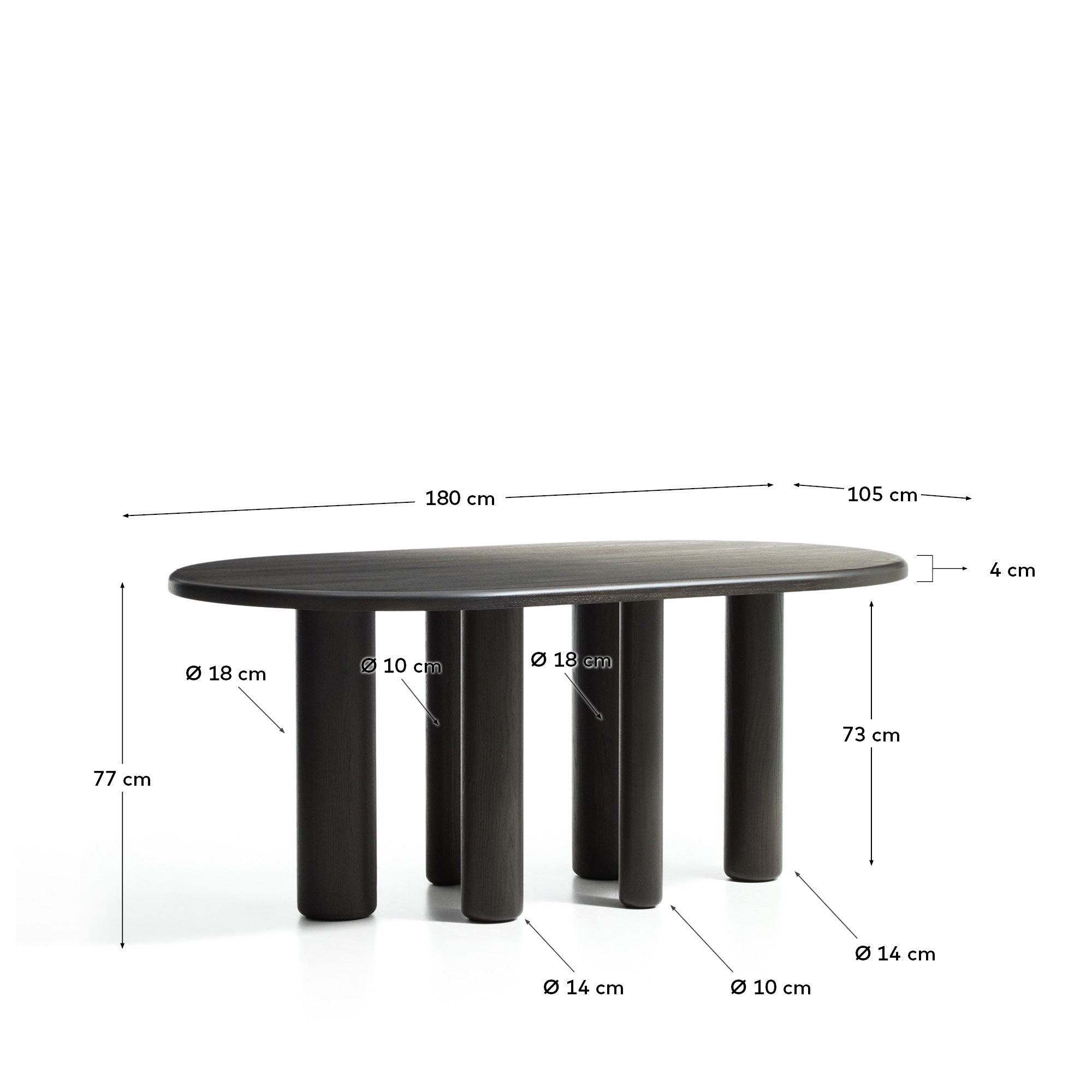 Mailen ovaler Tisch aus Eschenfurnier mit dunklem Finish Ø 180 x 105 cm in Dunkelbraun präsentiert im Onlineshop von KAQTU Design AG. Esstisch ist von Kave Home