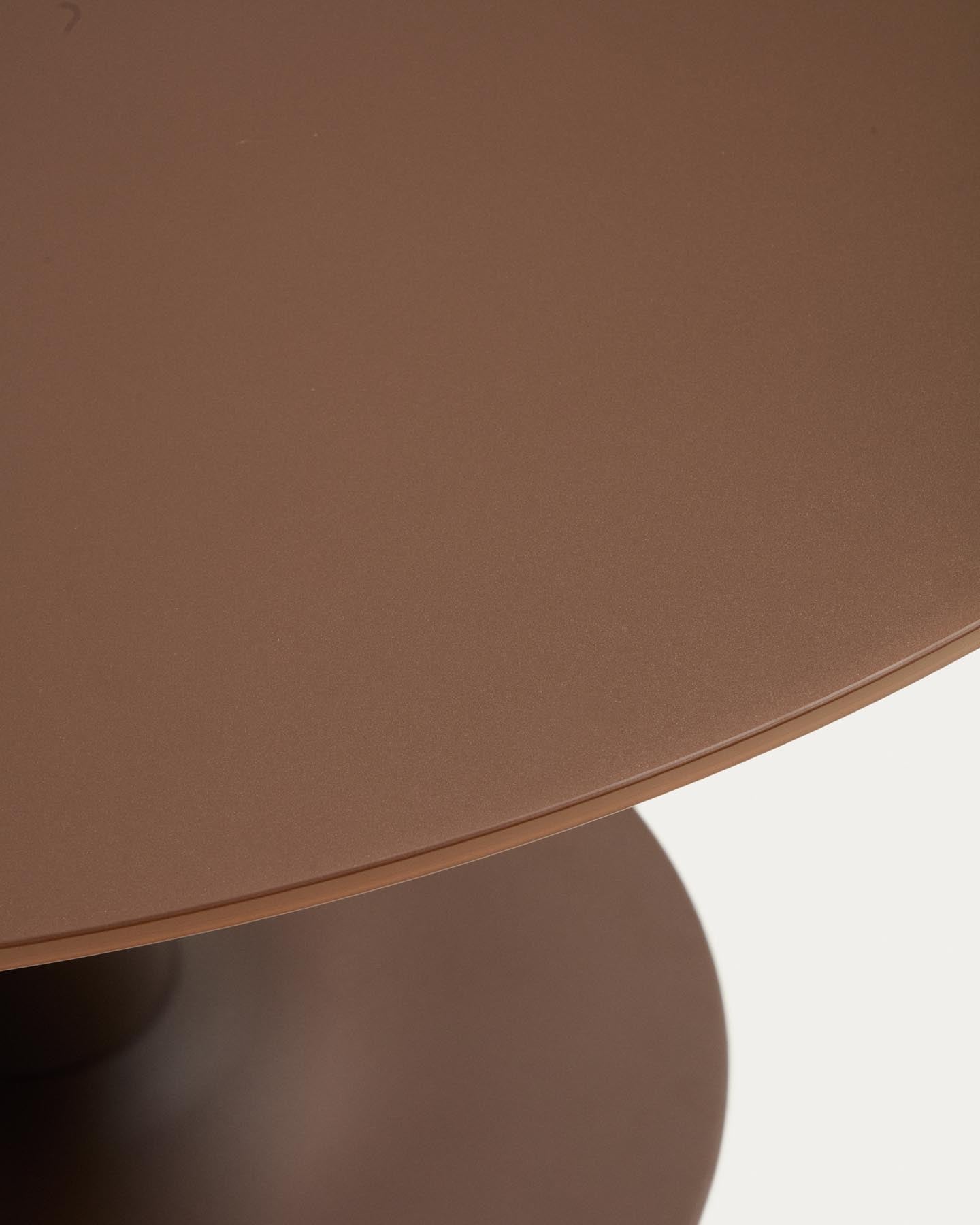 Runder Tisch Vedira aus Glas und braunem Stahl Ø 90 cm in Dunkelbraun präsentiert im Onlineshop von KAQTU Design AG. Esstisch ist von Kave Home
