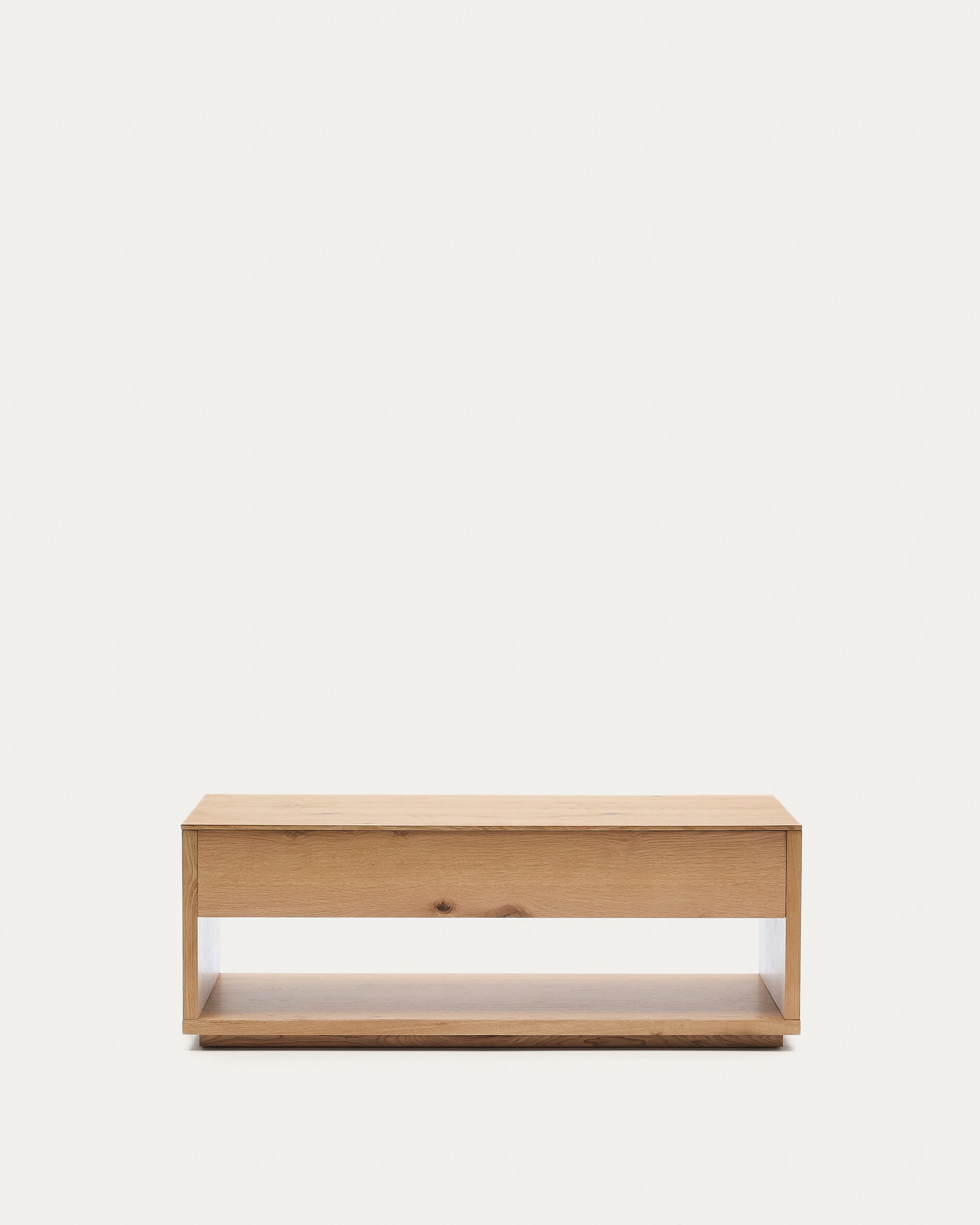 3D-Modell: Hochklappbarer Couchtisch Alguema, Eichenfurnier, naturfarben, 120x60 cm, minimalistisch, modern, AR-fähig.