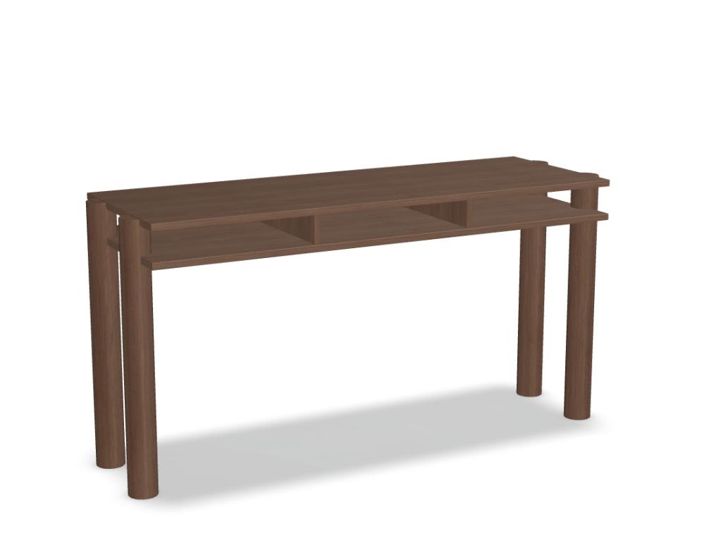 Bild eines modernen Schreibtischs Bold BDD01 von Tamo in heller Holzoptik, klare Arbeitsfläche, schlanker Unterbau, ideal fürs Home-Office, mit moderner, aufgeräumter Ästhetik