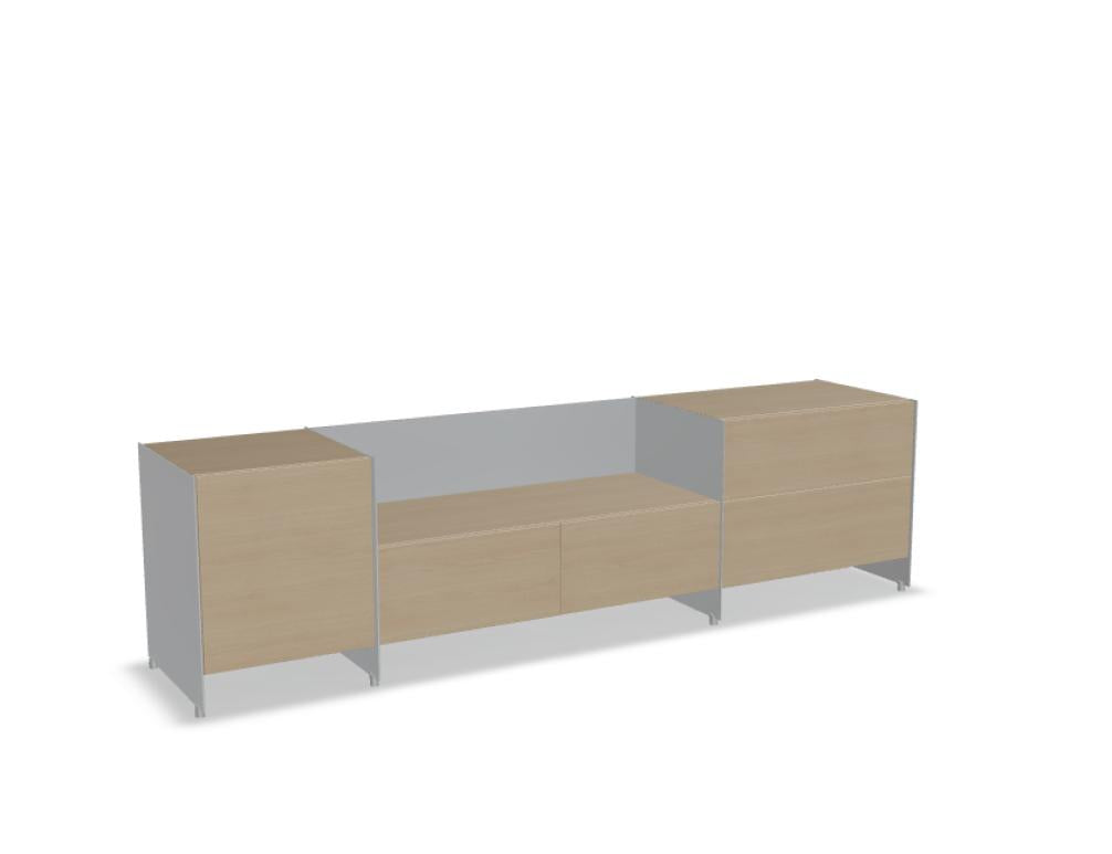 Aloox ALXS3 Schranksystem mit Holzfronten, modernes Büro- oder Arbeitszimmer-Schrankbau, stilvolle Deutsche Qualität, elegantes Holzdesign, kompakte Stauraumlösung