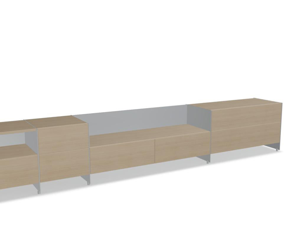 Aloox ALXS4 Schranksystem mit eleganten Holzfronten, weißes Fassaden-Design, moderner Büroschrank von Tamo, kompakt und vielseitig einsetzbar