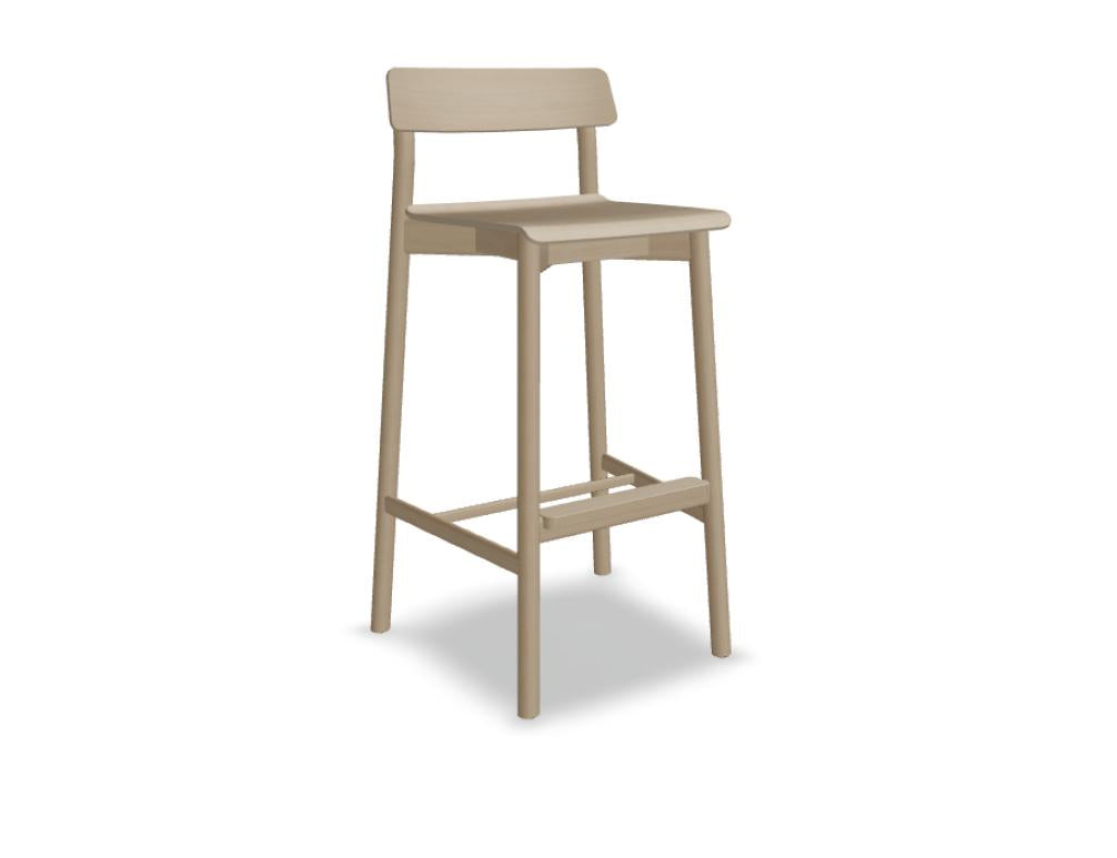 Holzhocker Arche ARCH03 von Tamo, stilvoller Barhocker aus Holz mit schlankem Gestell, harmonische Maserung, ideal für Küche oder Bar setzen und stapelbar