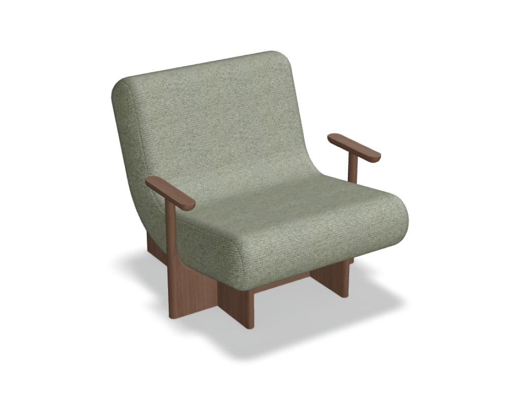 Elegant, moderner Sessel KIV01 von Tamo, in warmem Ton mit sanften Kurven, komfortabler Sitz, ideal für Wohnzimmer; hochwertige Stoffoberfläche und minimalistische Gestaltung
