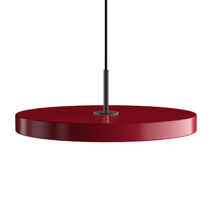 Elegante Asteria Medium Pendellampe in sattem Rubinrot, ideal für moderne Wohnräume und stimmungsvolle Beleuchtung.