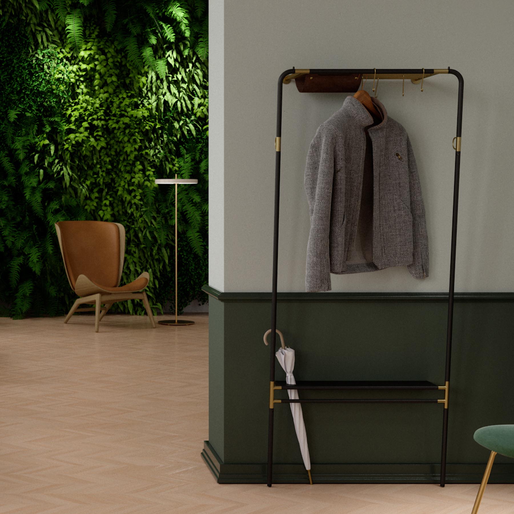 Moderner Kleiderständer "Lean On Me" in elegantem Schwarz von Umage, perfekt für die stilvolle Organisation und Präsentation Ihrer Garderobe.