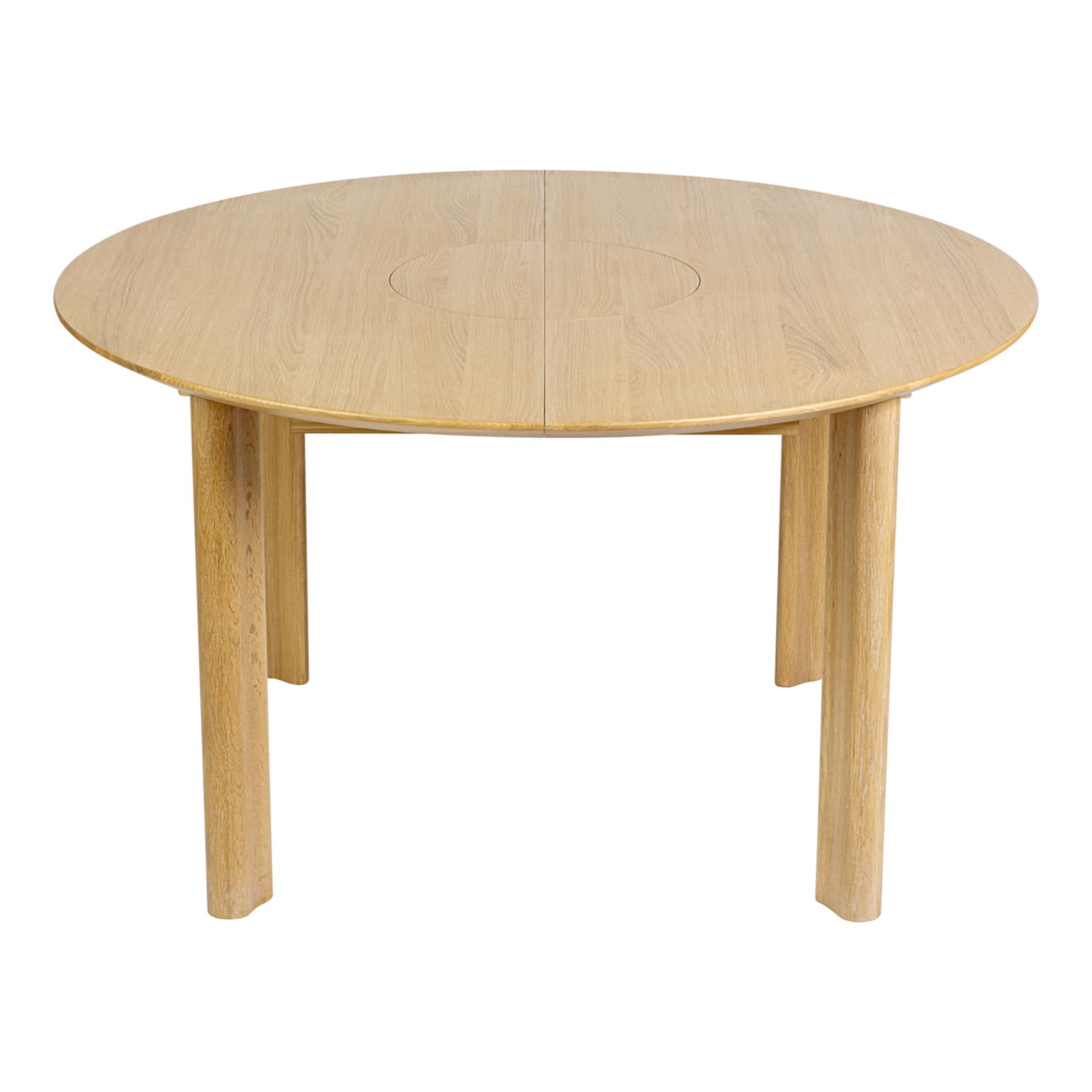 Moderner, ausziehbarer Comfort Circle Esstisch von Umage aus edler Eiche, perfekt für stilvolle Essbereiche und gesellige Zusammenkünfte.