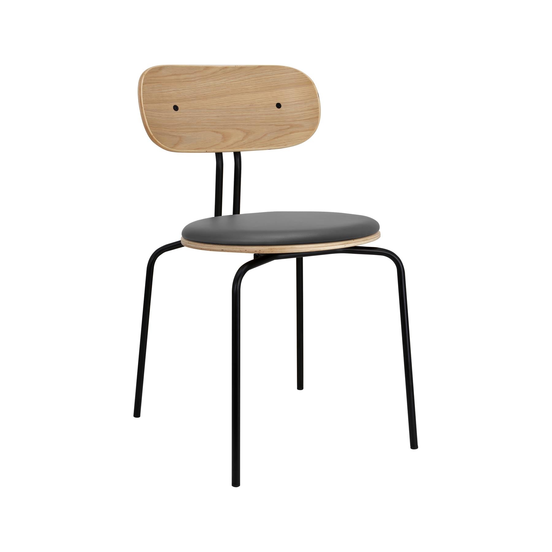 Eleganter gepolsterter Curious Stuhl in zeitlosem Anthrazit, ideal für komfortable Sitzgelegenheiten und geschmackvolle Einrichtung.