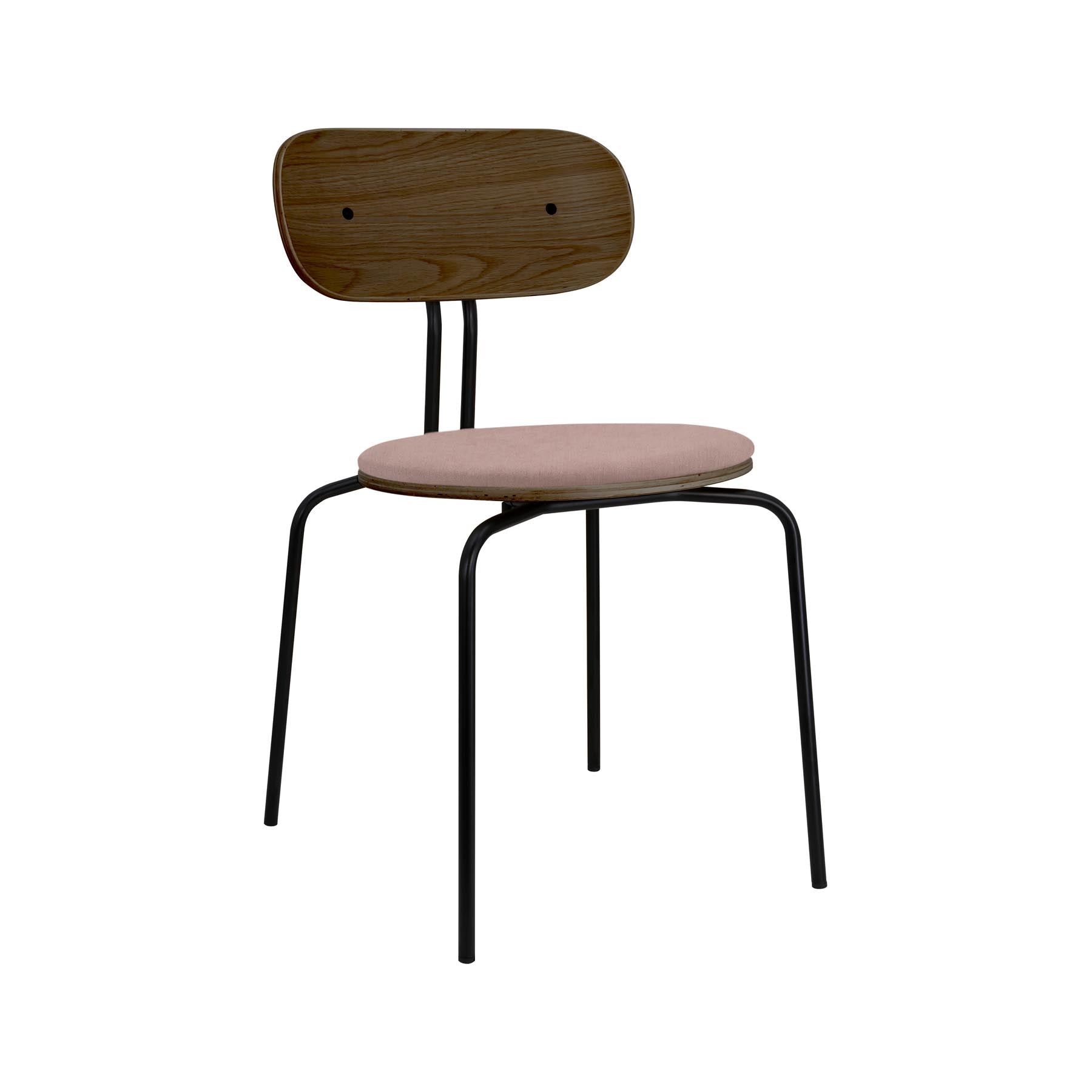 Eleganter gepolsterter Curious Stuhl in sanftem Stone Rose, ideal für stilvolle Wohnräume. Entdecken Sie das Design von Umage.