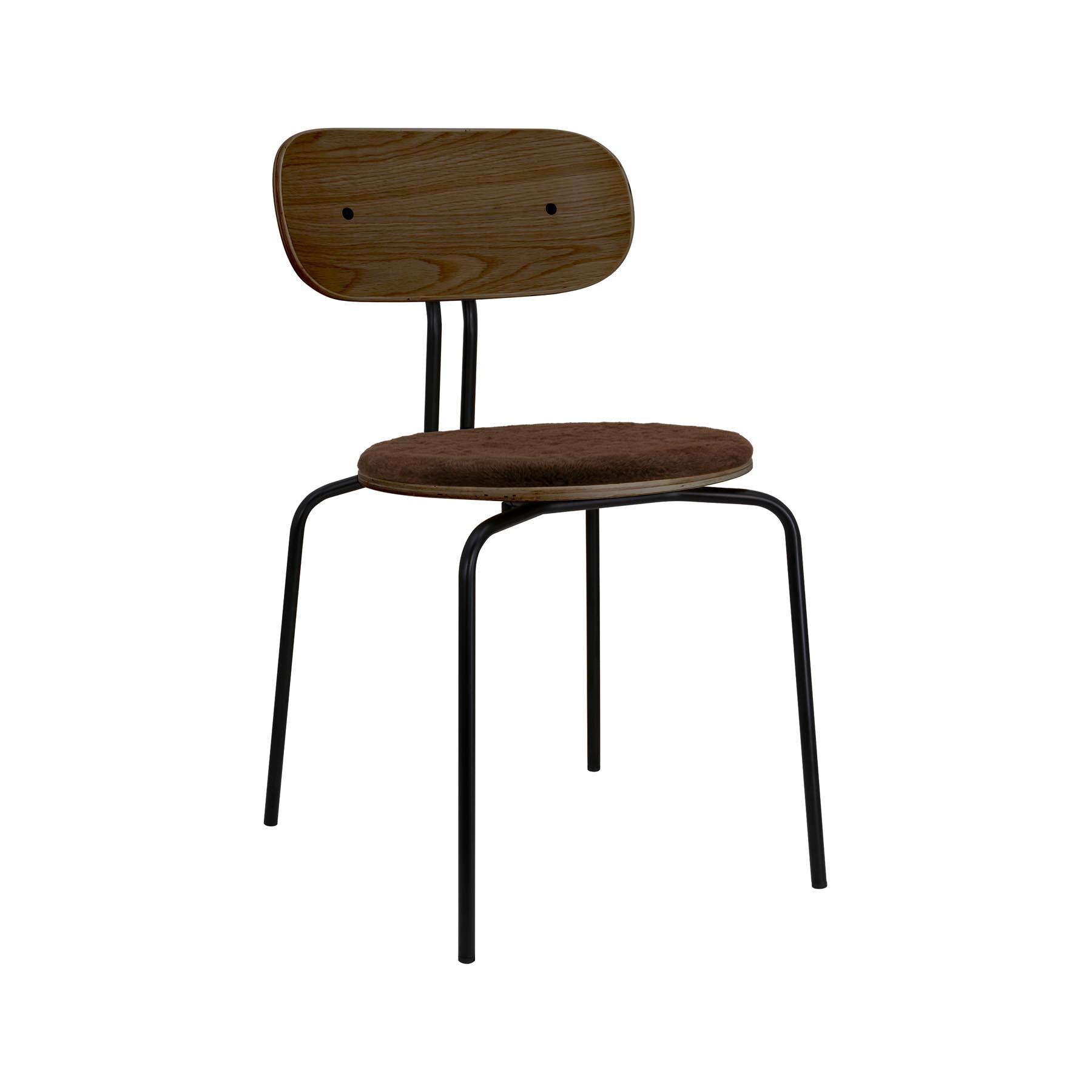 Eleganter gepolsterter Curious Stuhl in Teddy Brown, ideal für stilvolle Wohnräume. Hochwertiges Design von Umage.