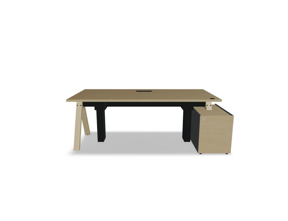 Viga V08PR - Schreibtisch mit Höhenverstellung in FENIX Schwarz Matt präsentiert im Onlineshop von KAQTU Design AG. Schreibtisch ist von Mdd