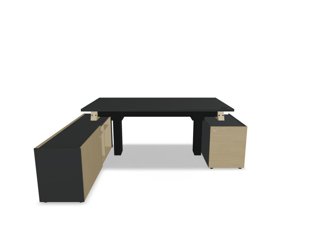 Viga V09LR - Schreibtisch mit Höhenverstellung in FENIX Schwarz Matt präsentiert im Onlineshop von KAQTU Design AG. Schreibtisch ist von Mdd