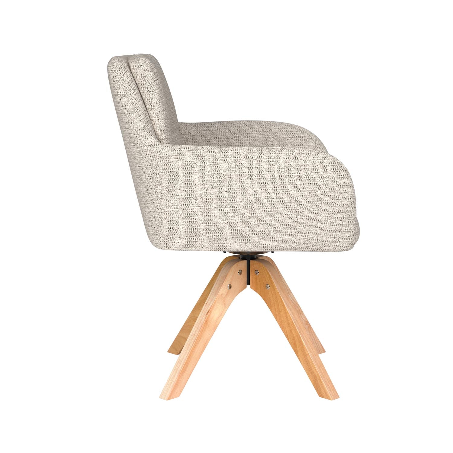 Erleben Sie den Stuhl Pete Wooden Swivel von White Label Living – eine harmonische Verbindung aus modernem Design und höchstem Sitzkomfort.