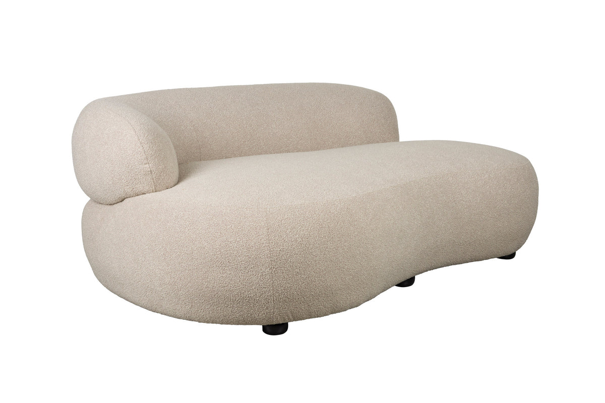 2er Sofa Noxx mit weichem Teddy-Stoffbezug und organisch gerundeter Form