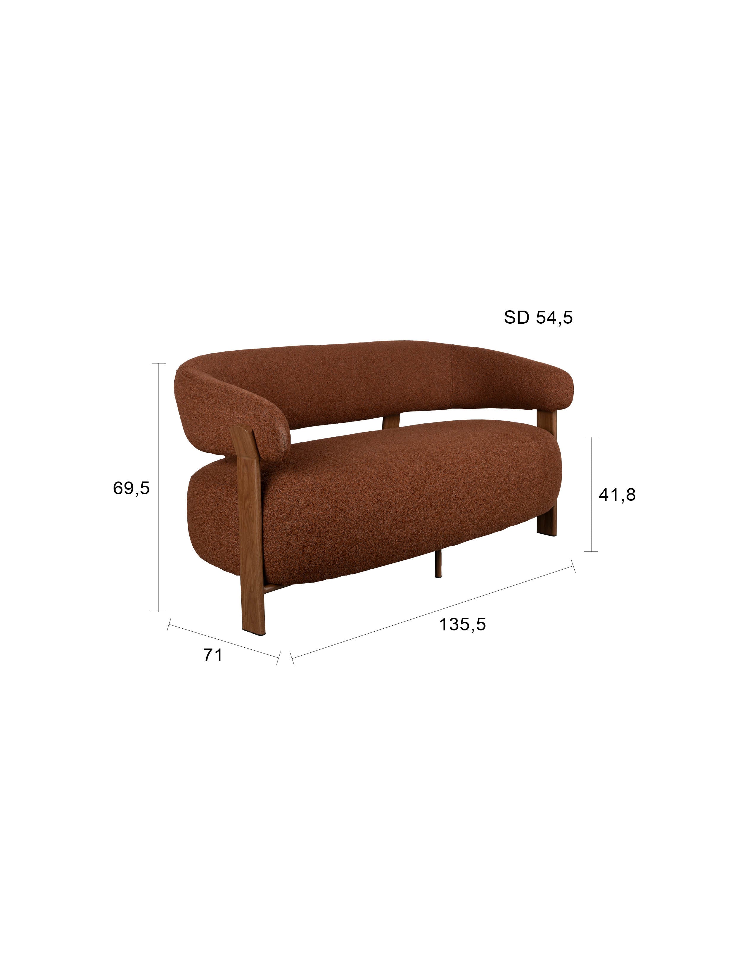 Sofa 2-Sitzer Robyn in Braun präsentiert im Onlineshop von KAQTU Design AG. 2er Sofa ist von White Label Living