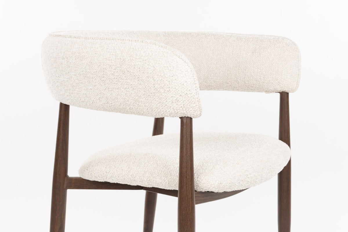 Gepolsterter Sessel Armchair Stanley von White Label Living in Beige mit brauner Optik, Sitzfläche aus Polyester, Beine aus Eisen mit Pulverbeschichtung
