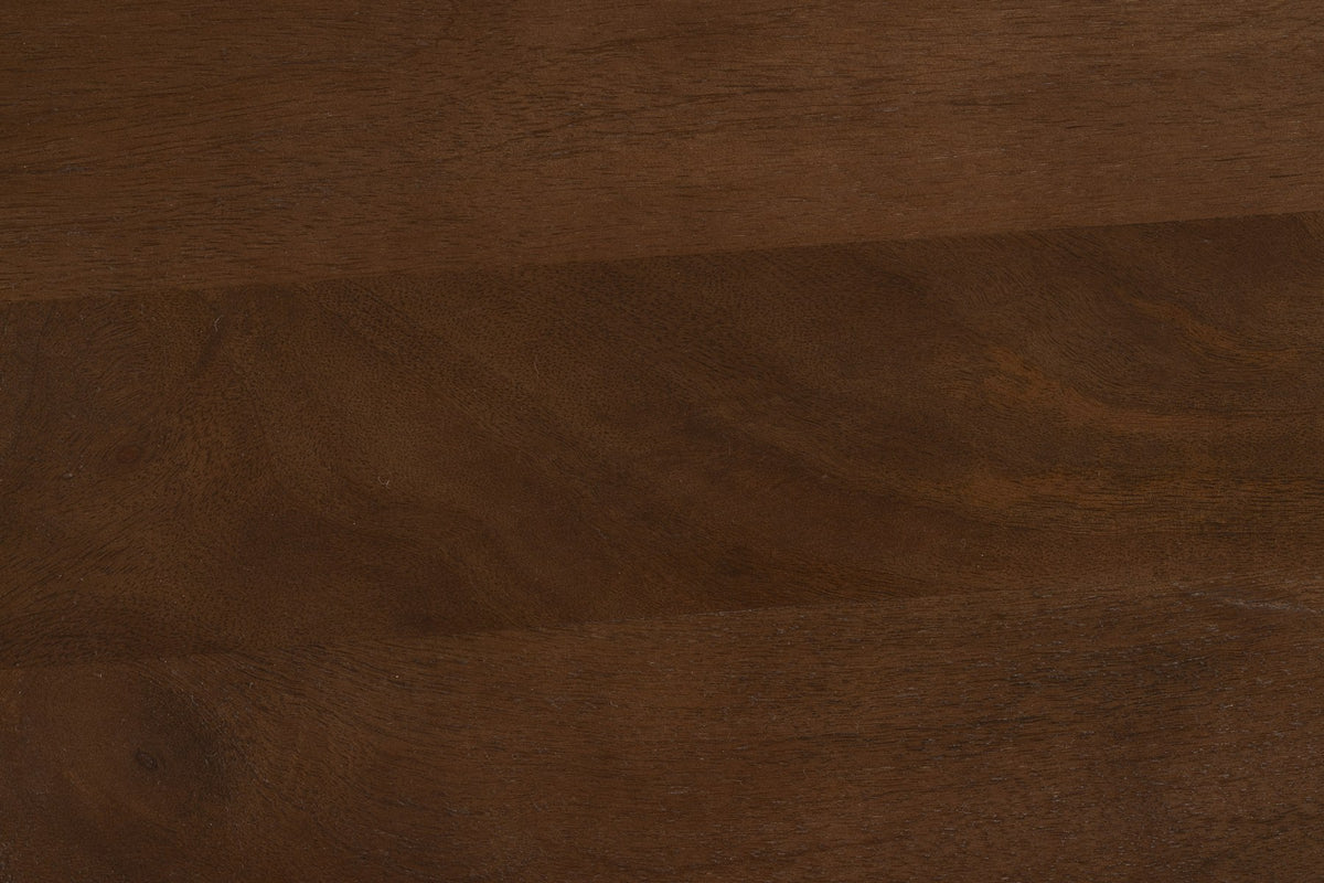 Brauner Couchtisch Tycho von White Label Living mit Eisengestell, epoxidbeschichteter Platte und abgerundeten Ecken, Grösse 90x35x35 cm.