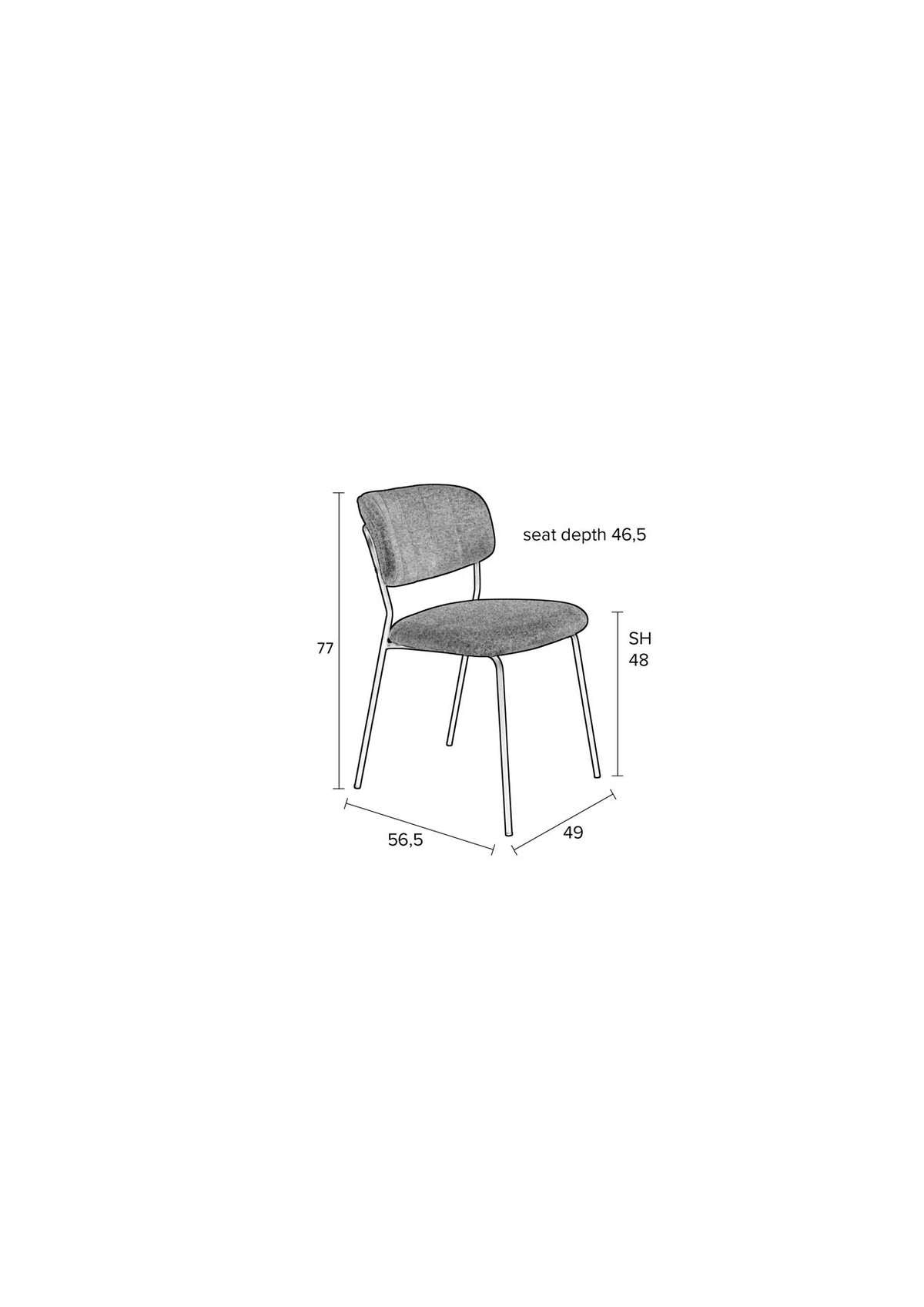 Stuhl Jolien gepolstert V1 in Rosa präsentiert im Onlineshop von KAQTU Design AG. Stuhl ist von White Label Living