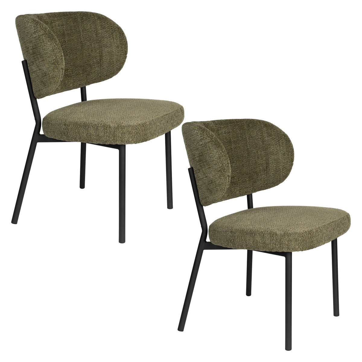 Stuhl Sanne mit gepolstertem Sitz aus Polyester-Gewebe, Schale aus Birkensperrholz und schwarzem Stahlrahmen, Rückenlehne mit Ziersteppmuster.