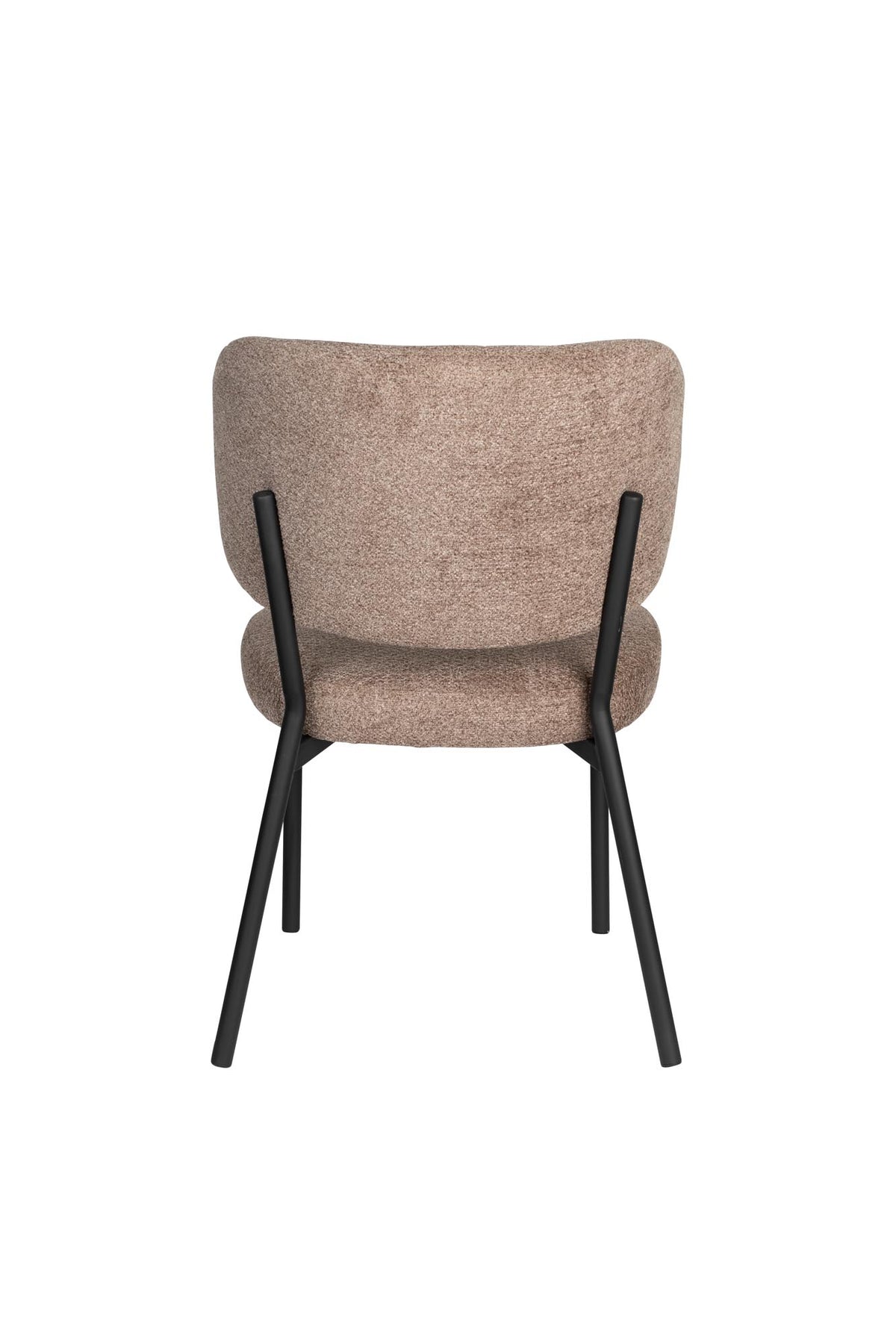 Braune Stuhl Sanne Brownie mit gepolstertem Sitz aus Polyester-Gewebe, Schale aus Birkensperrholz und Stahlrahmen, für den Innenbereich.