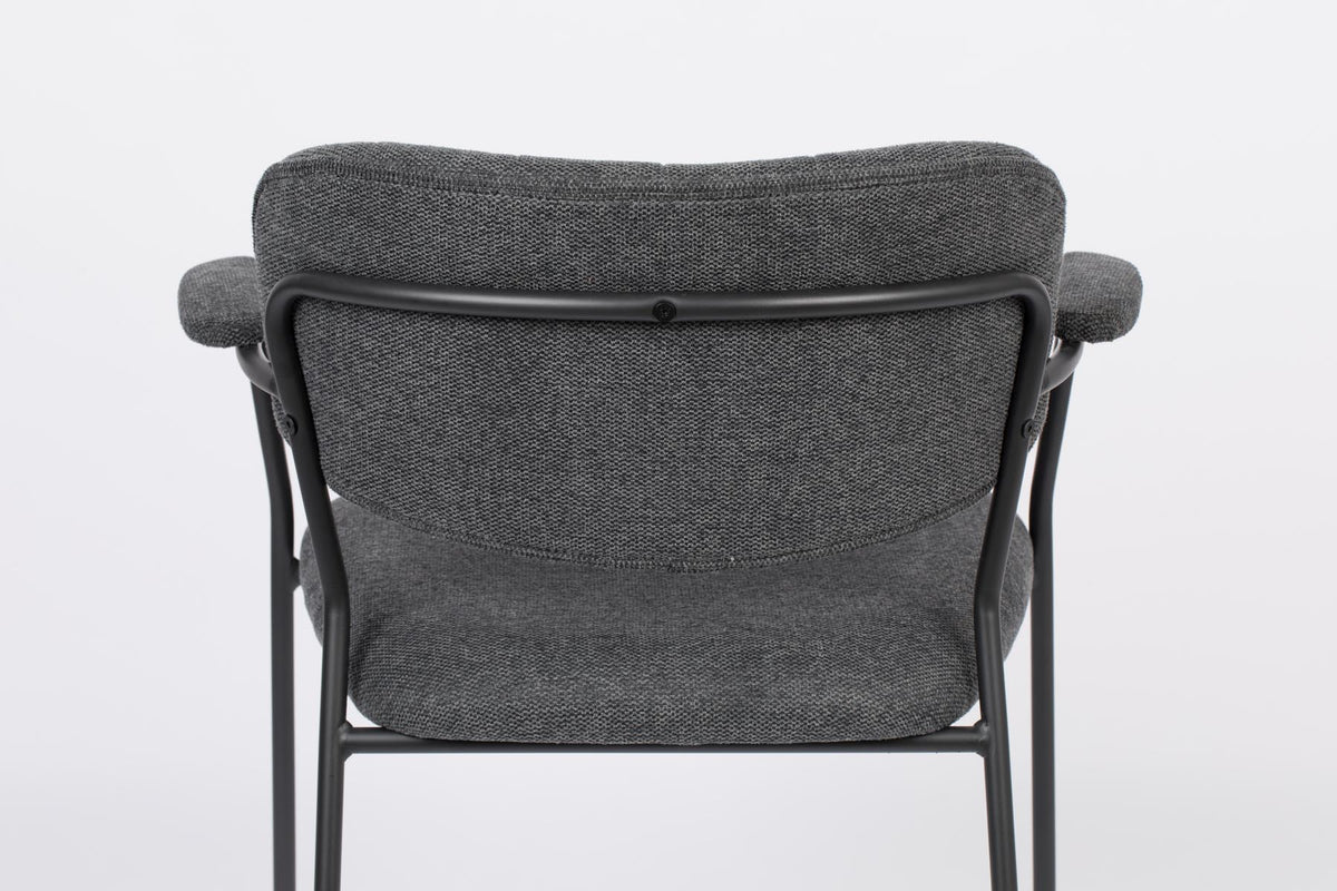 Armlehnstuhl Jolien gepolstert in Dunkelgrau präsentiert im Onlineshop von KAQTU Design AG. Stuhl mit Armlehne ist von White Label Living