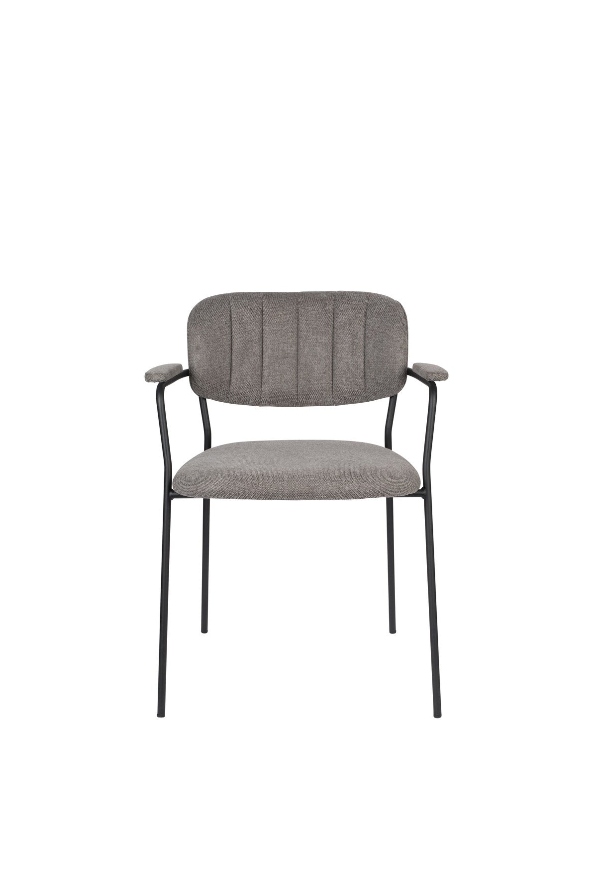 Armlehnstuhl Jolien gepolstert in Grau präsentiert im Onlineshop von KAQTU Design AG. Stuhl mit Armlehne ist von White Label Living