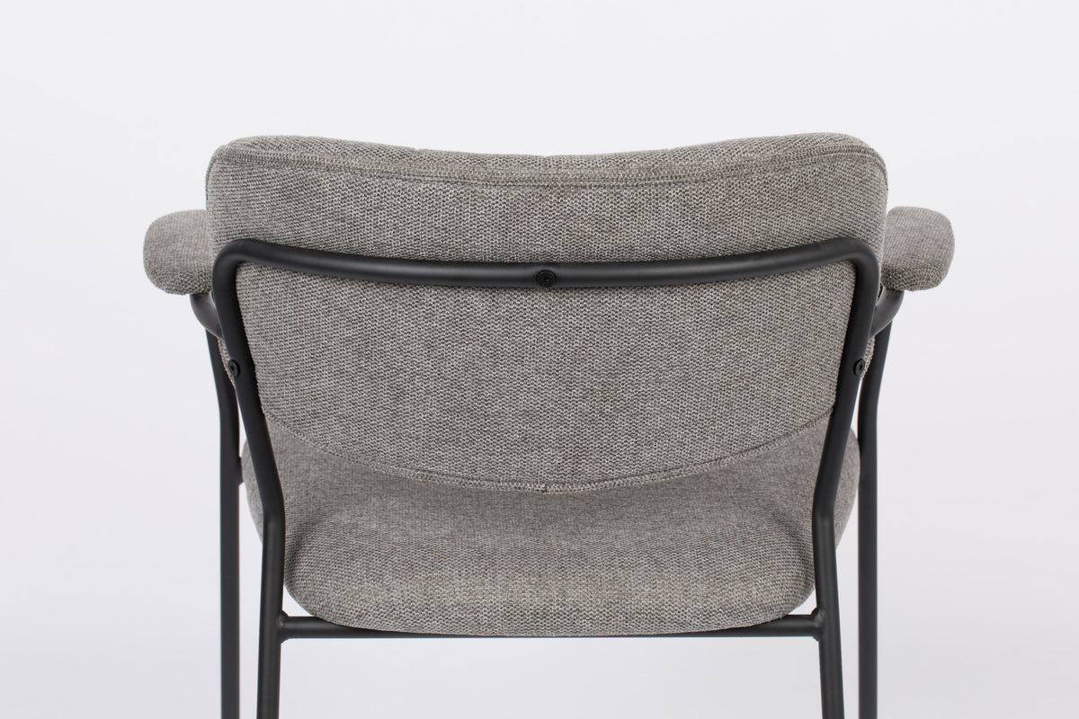 Armlehnstuhl Jolien gepolstert in Grau präsentiert im Onlineshop von KAQTU Design AG. Stuhl mit Armlehne ist von White Label Living
