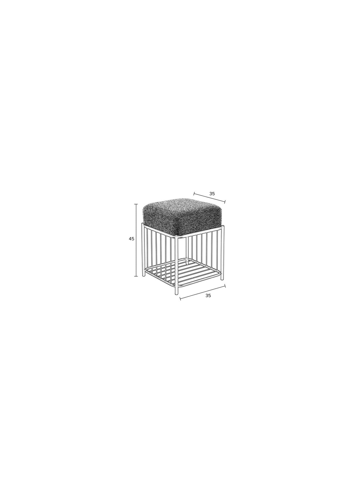 Hocker Milou in Grau/Schwarz präsentiert im Onlineshop von KAQTU Design AG. Hocker ist von White Label Living