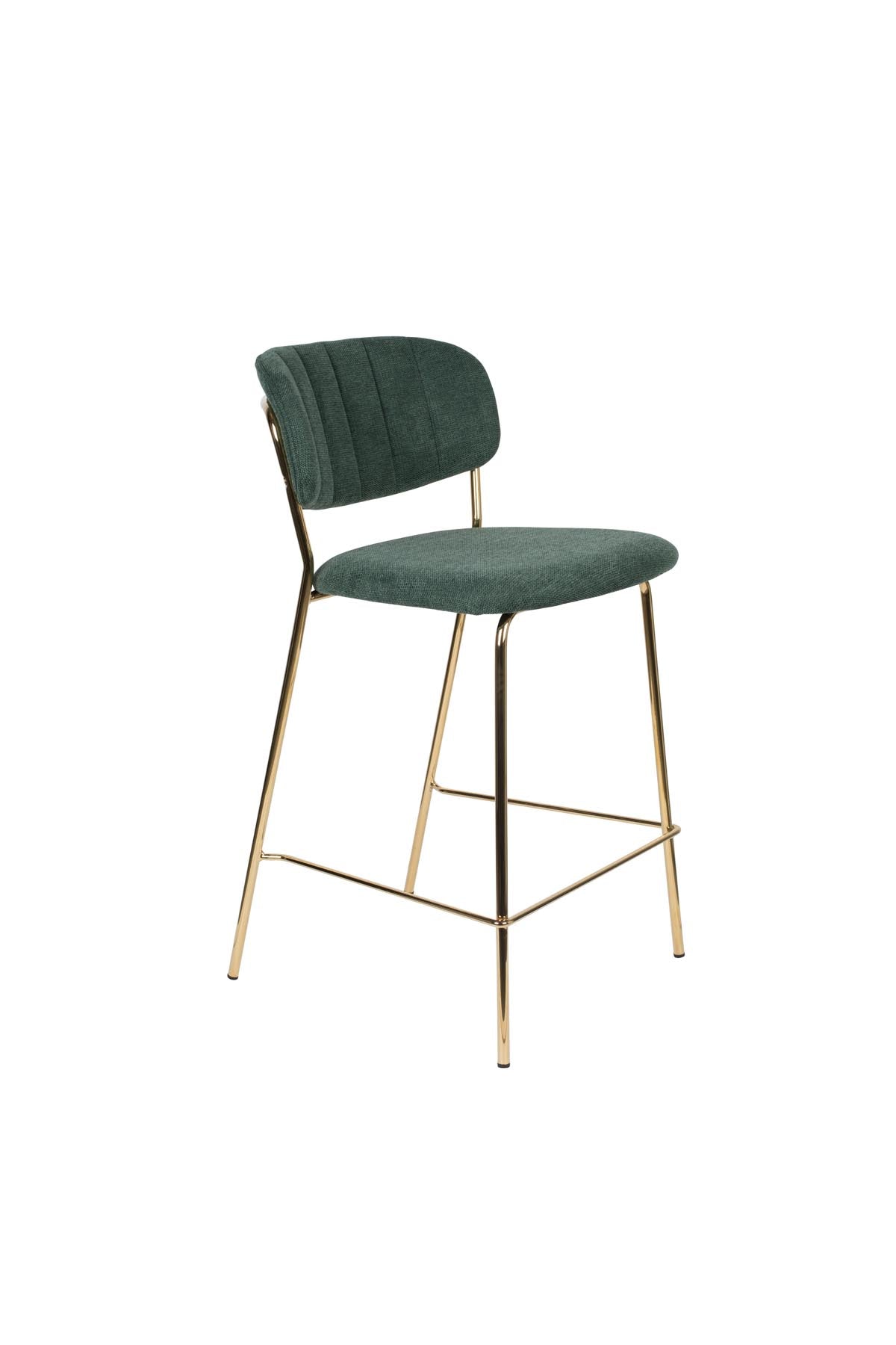Barstuhl Jolien gepolstert in Gold/Dunkelgrün präsentiert im Onlineshop von KAQTU Design AG. Barstuhl ist von White Label Living