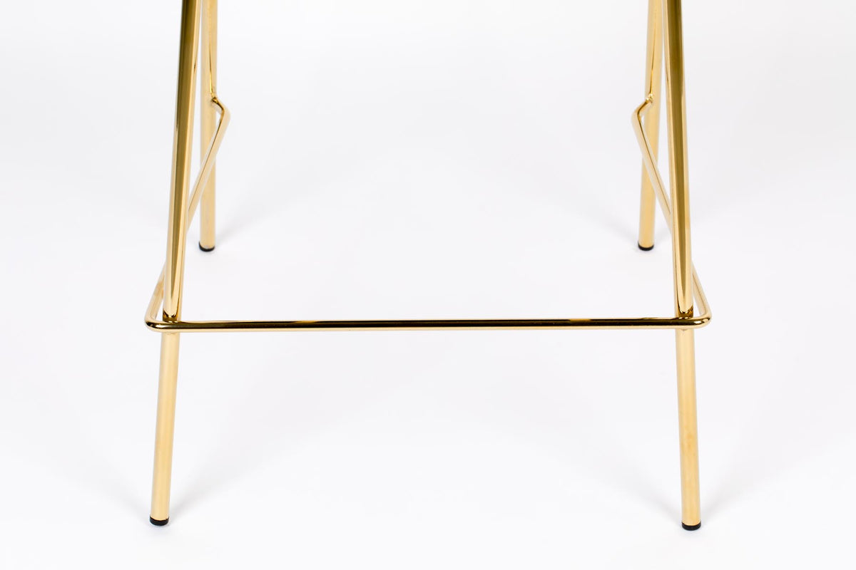 Barstuhl Jolien gepolstert in Gold/Dunkelgrün präsentiert im Onlineshop von KAQTU Design AG. Barstuhl ist von White Label Living