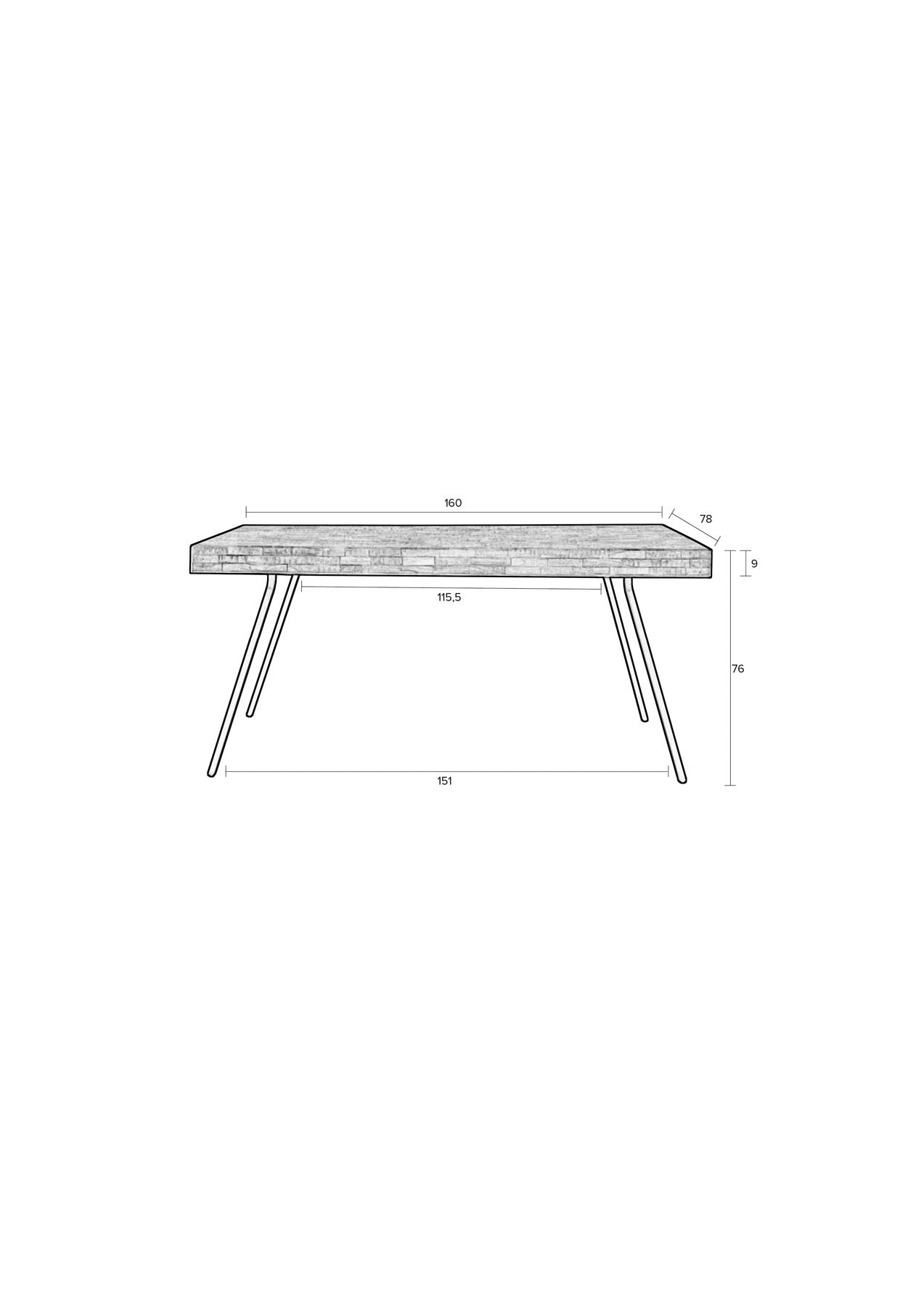Tisch Suri in Natur präsentiert im Onlineshop von KAQTU Design AG. Esstisch ist von White Label Living