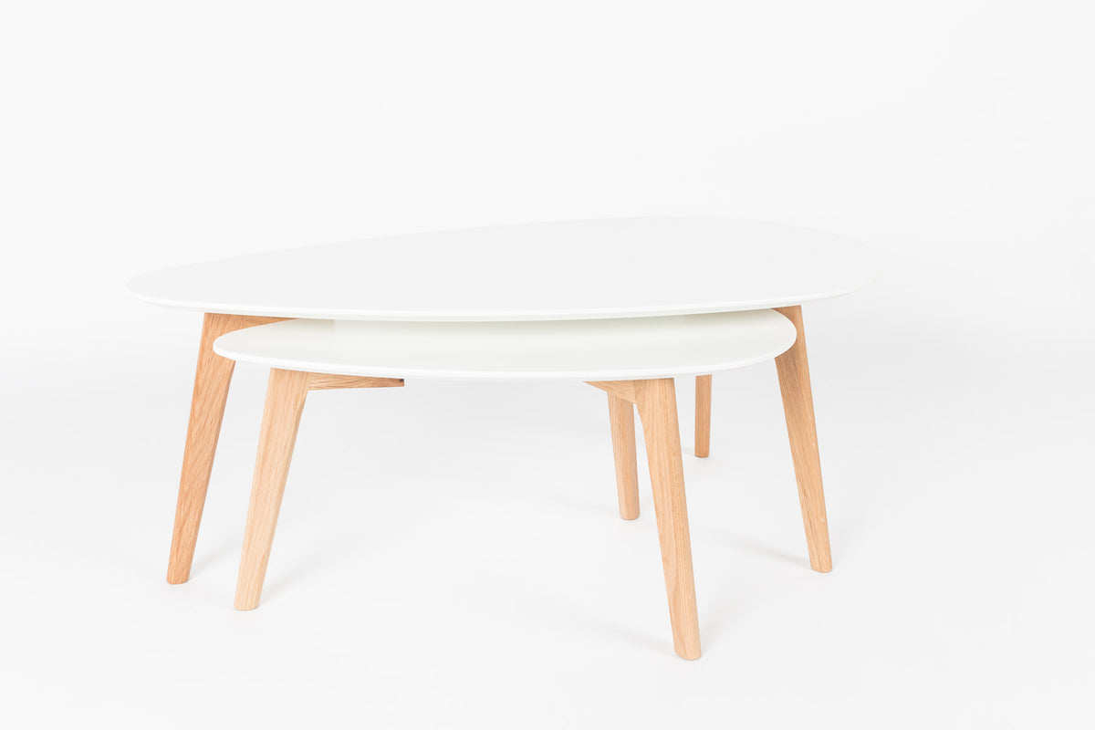 Beistelltisch Drop 2er Set in Weiss/Natur präsentiert im Onlineshop von KAQTU Design AG. Couchtisch ist von White Label Living
