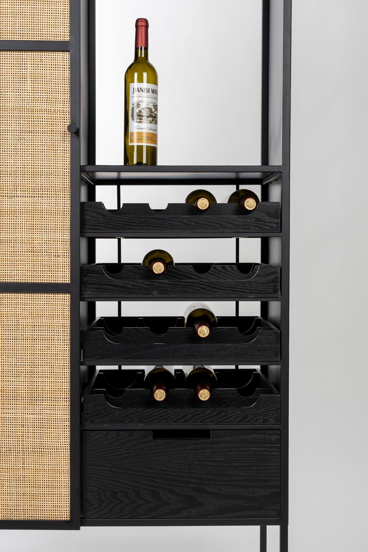 Weinregal Guuji High in Schwarz/Natur präsentiert im Onlineshop von KAQTU Design AG. Weinregal ist von White Label Living