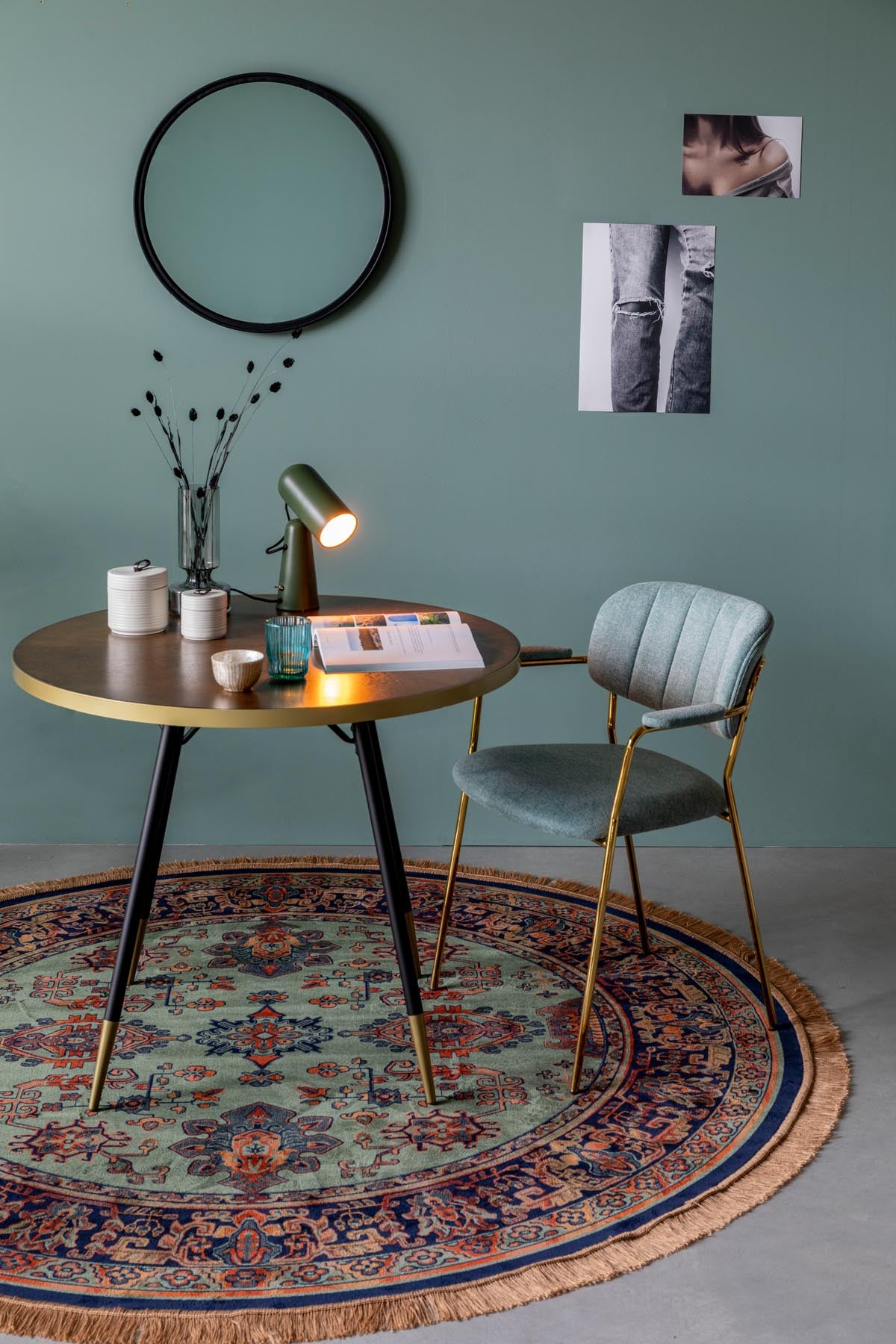 Teppich Raz rund in Grün präsentiert im Onlineshop von KAQTU Design AG. Teppich ist von White Label Living