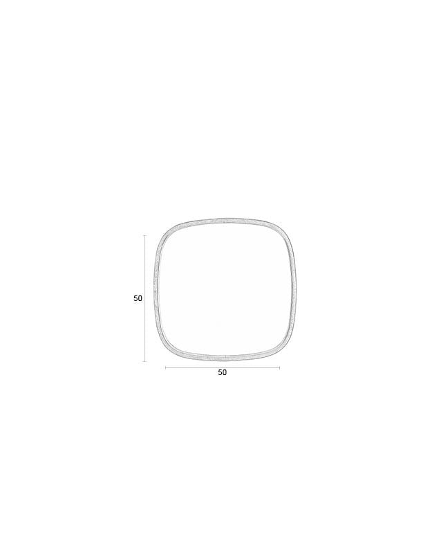 Quadratischer Wandspiegel Nyko mit beigem Gummiholzrahmen und klarer Spiegelfläche