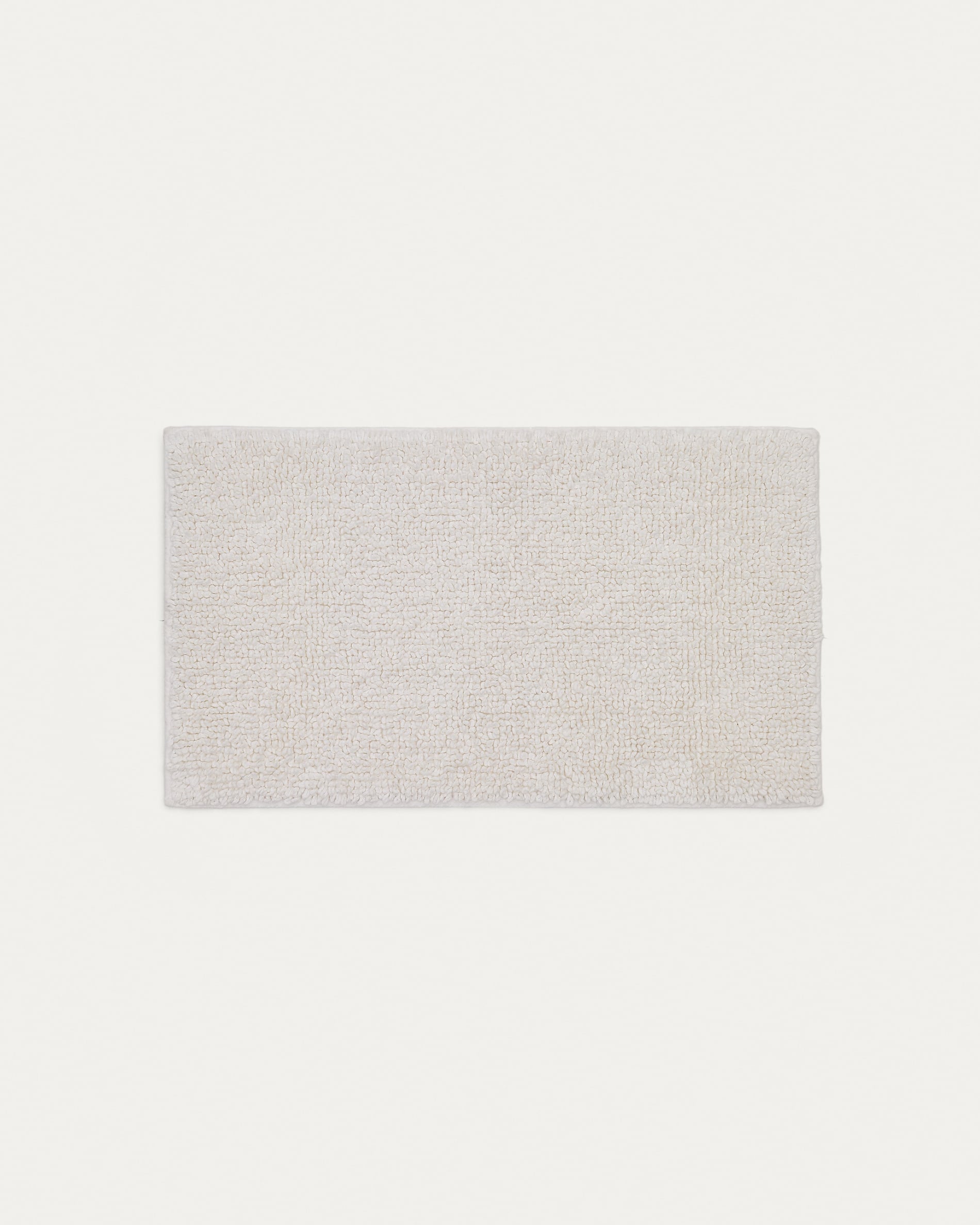 Die Badematte Uvite von Kave Home: 100% Baumwolle, 50x70 cm, weiss. Weich, saugfähig, elegant und pflegeleicht. Perfekt für jedes Bad.