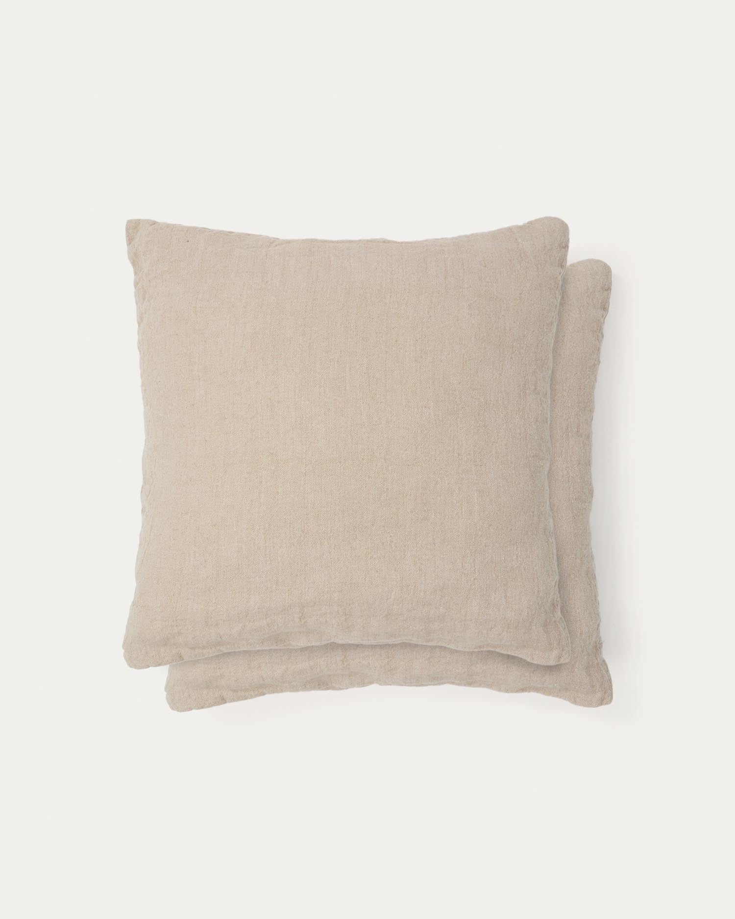 Set Tandi aus 2 Kissenbezügen aus 100 % Leinen in Beige, 50 x 50 cm in Natur präsentiert im Onlineshop von KAQTU Design AG. Deko Kissenbezug ist von Kave Home