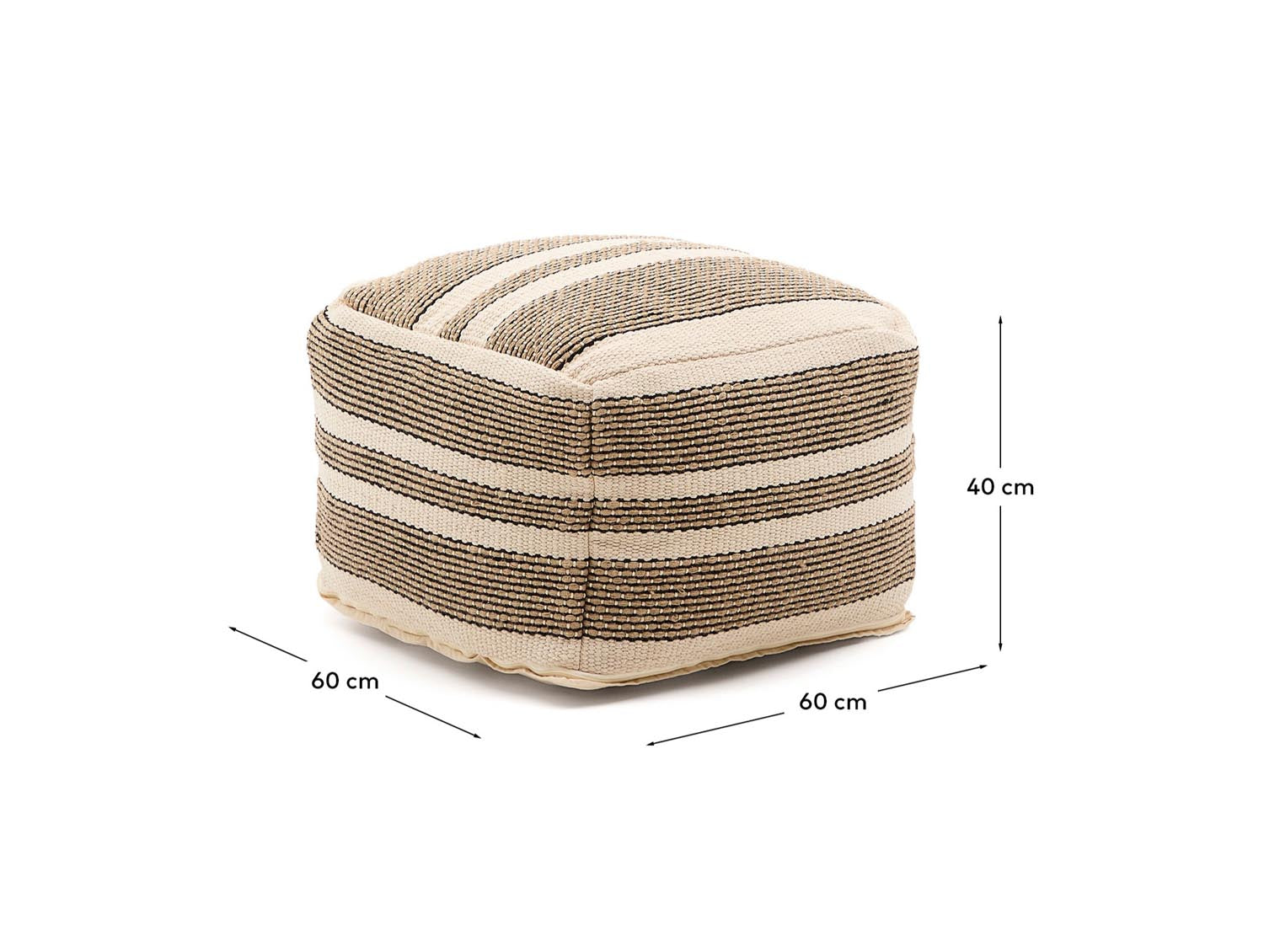 Erfrischen Sie Ihr Zuhause mit der stilvollen Pouf-Hülle Aylin aus hochwertiger Baumwolle und Jutestickerei in Beige – ideal für jeden Raum.