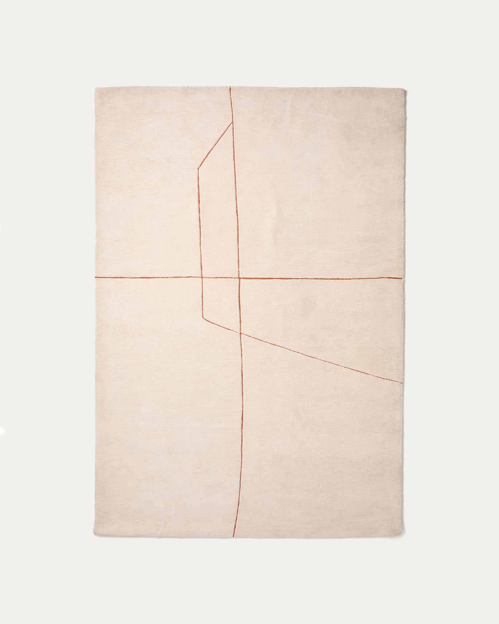 Teppich Delide aus Synthetikfasern in Ecru mit grafischem Muster in Orange, 160 x 230 cm in Ecru präsentiert im Onlineshop von KAQTU Design AG. Teppich ist von Kave Home