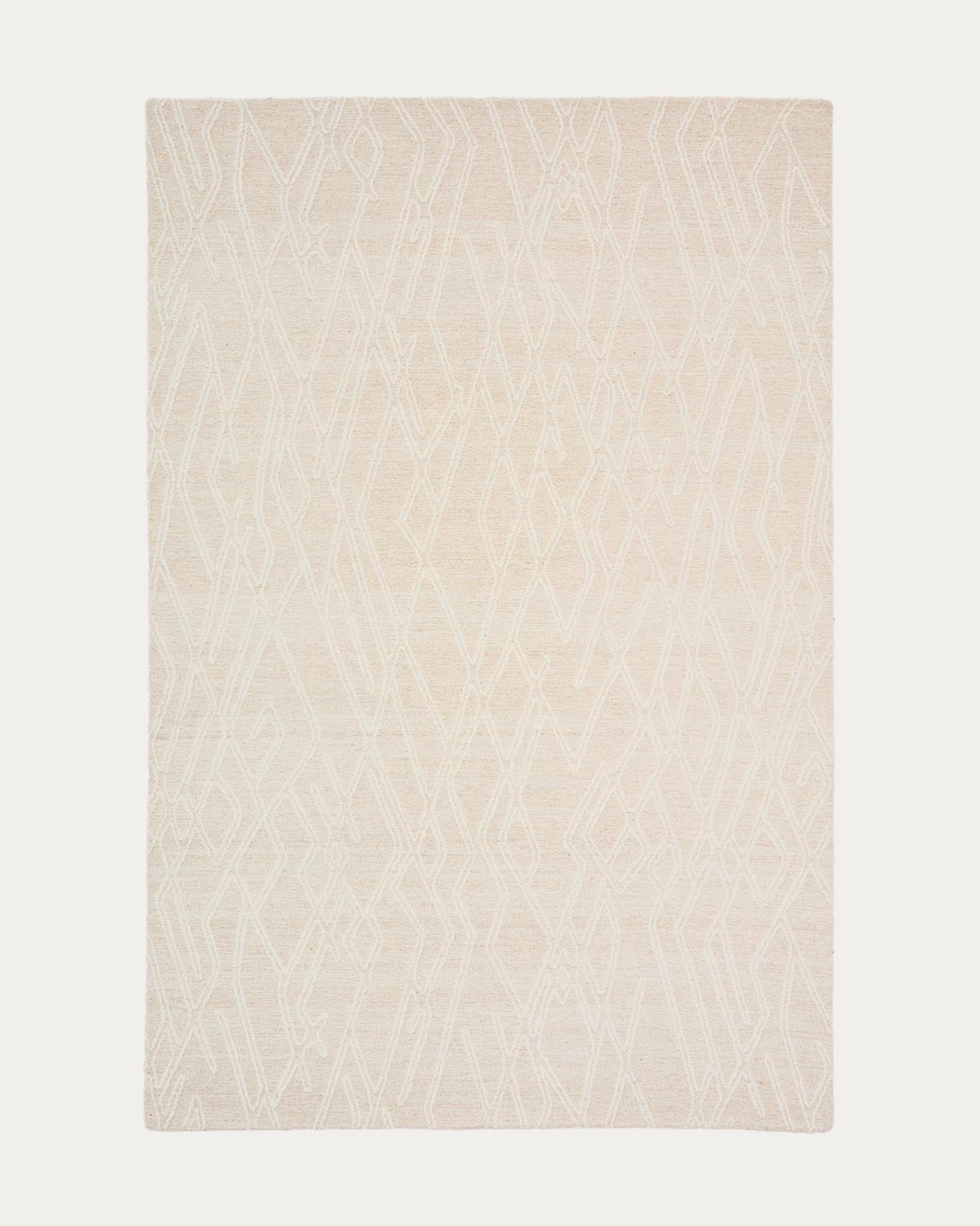 Wollteppich Selira mit Stickerei-Effekt, beige, 300 x 200 cm in Natur präsentiert im Onlineshop von KAQTU Design AG. Teppich ist von Kave Home
