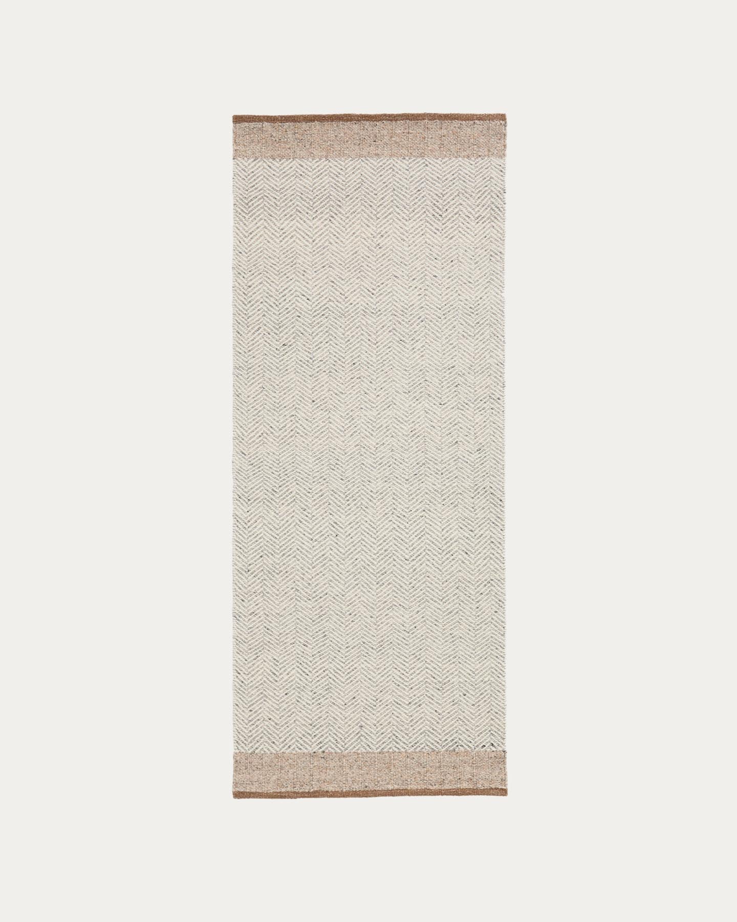 Läufer aus Wolle Nifelia mit Jacquard-Muster, beige, 200 x 80 cm in Beige präsentiert im Onlineshop von KAQTU Design AG. Teppich ist von Kave Home
