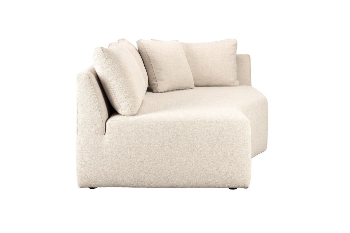 Gepolstertes Chaise-Longue-Sofaelement in Sand mit Off-White Polyesterbezug und Polyurethan-Füllung, modulares Sofadesign von Zuiver.