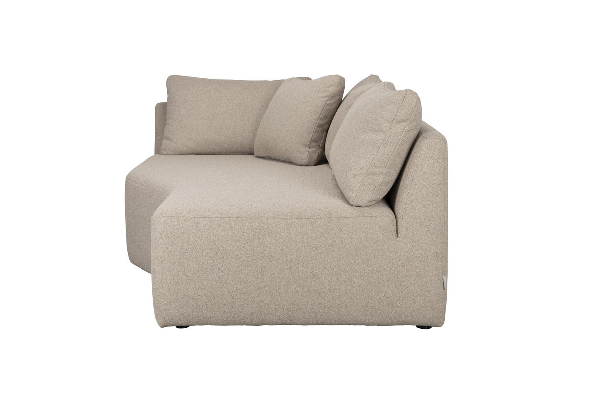 Modulares Sofa-Element Prosper Chaise Longue rechts in Cappuccino, Sitzfläche aus Polyester mit Polyurethan-Füllung, kompakte Form.