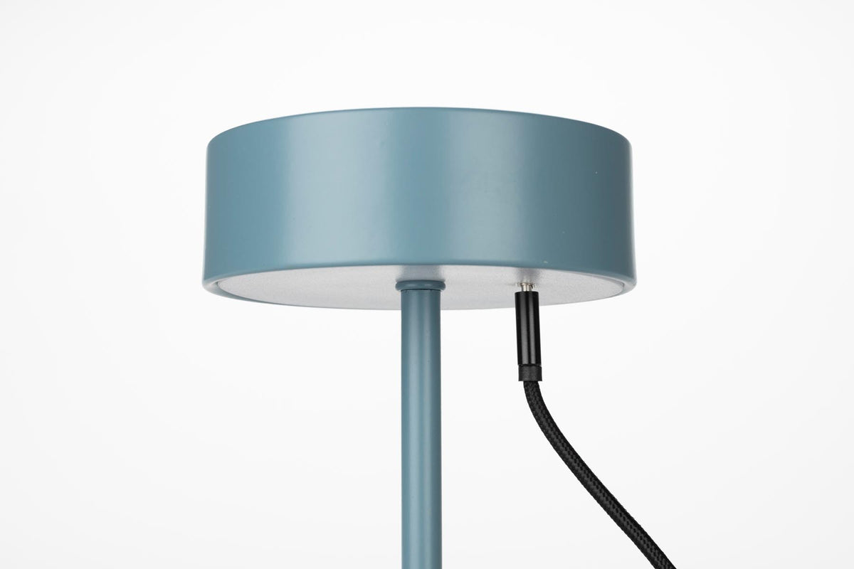 Kleine Tischleuchte Tischlampe Mini mit rundem flachem Schirm und quadratischer Eisenbasis