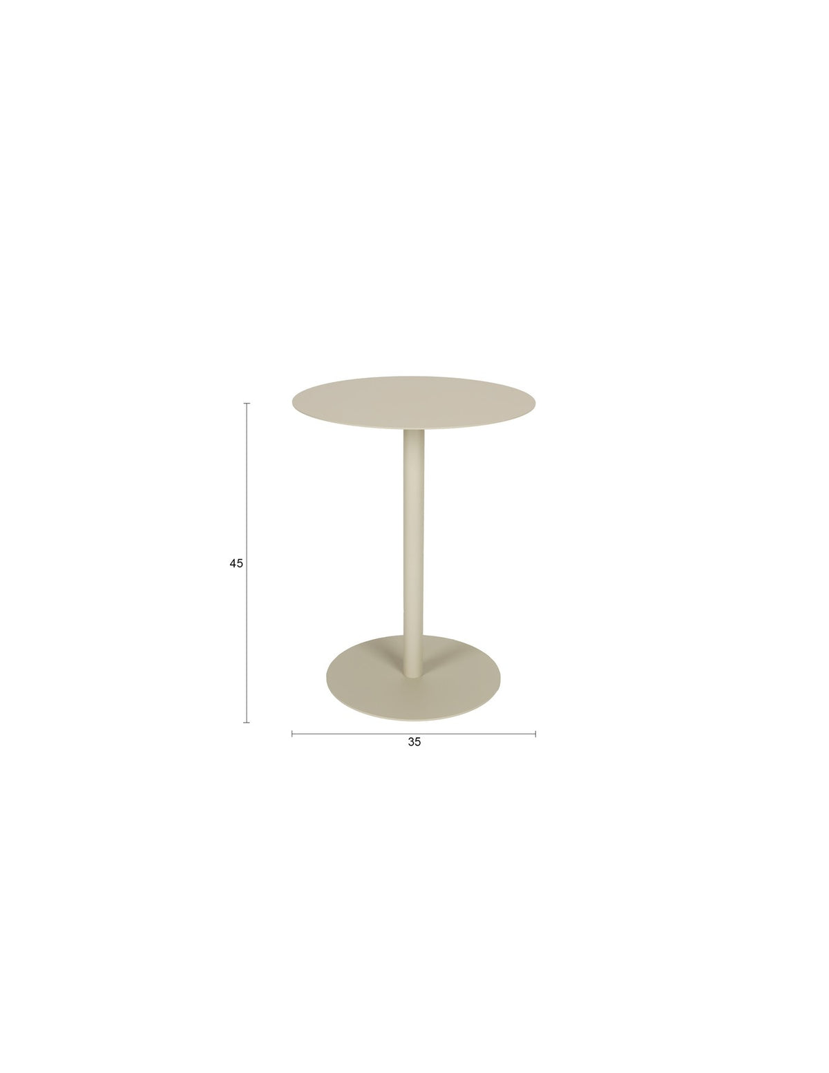 Beistelltisch Snow Brown Rice von Zuiver in Beige, runde Platte aus matt pulverbeschichtetem Edelstahl