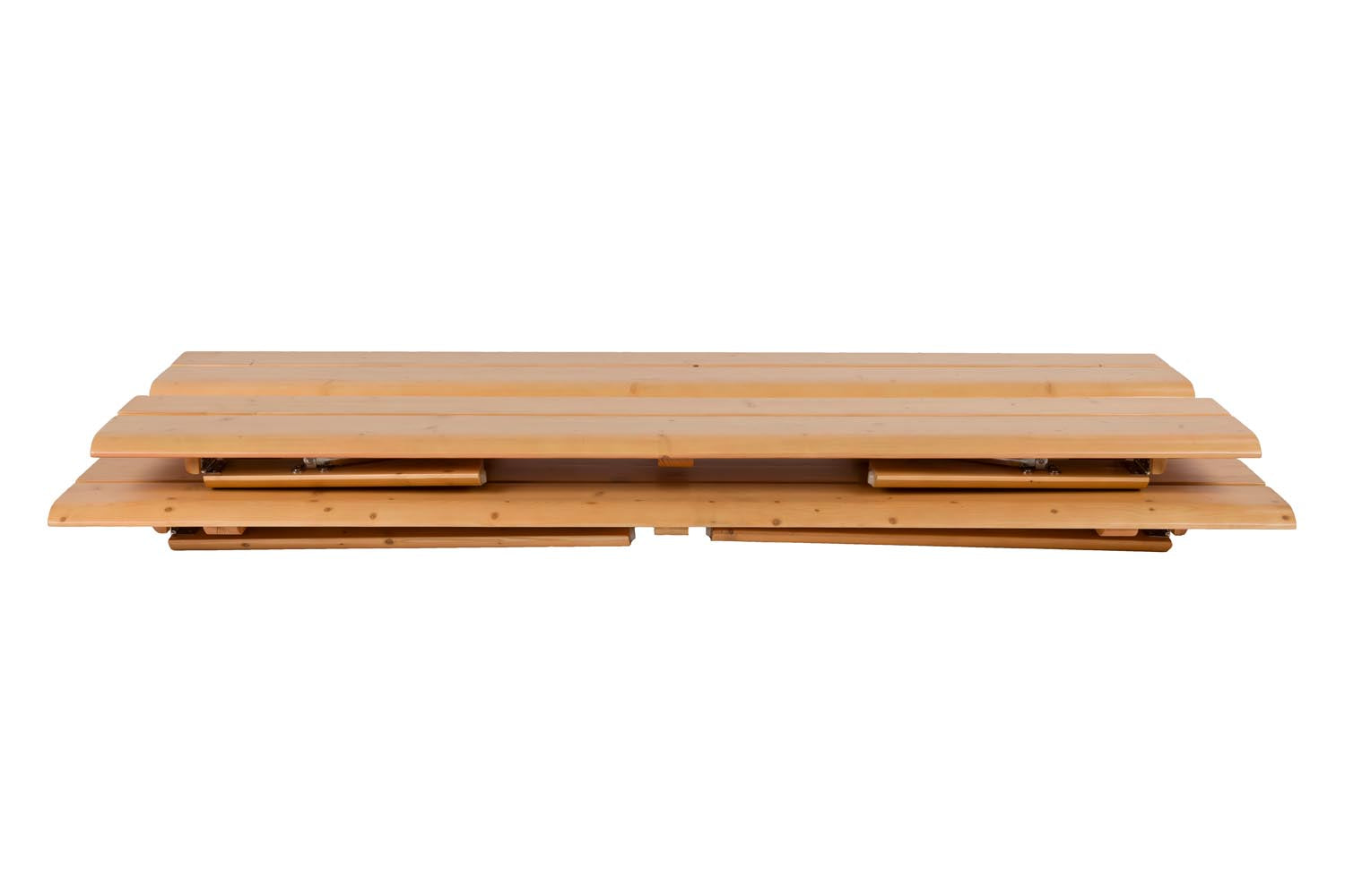 Erleben Sie das elegante Gartentischset Avenue von Zuiver – ideal für entspannte Stunden im Freien mit klappbaren Bänken und praktischem Flaschenöffner!