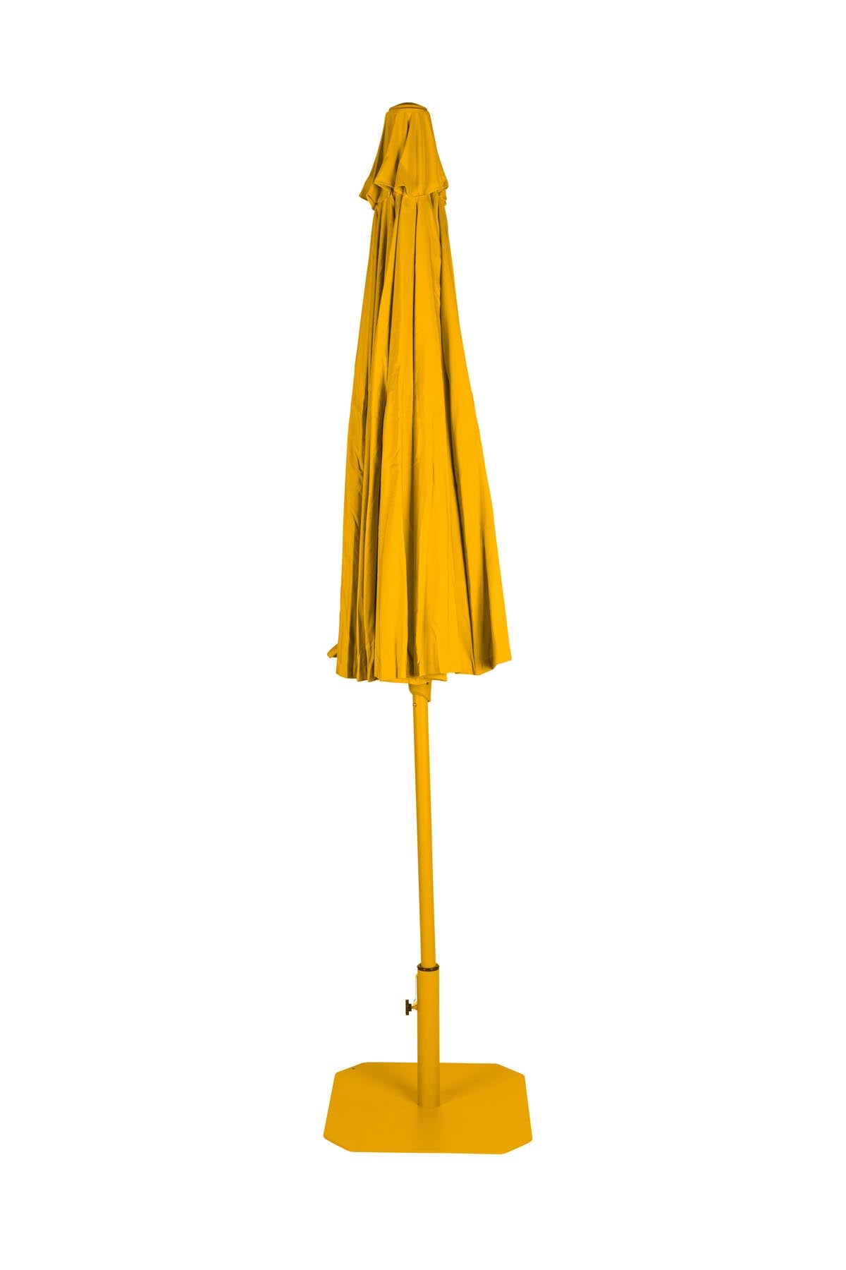 Gelber Sunbrella Sunshine Sonnenschirm von Zuiver mit rostfreiem Stab, höhenverstellbar, für den Aussenbereich geeignet.