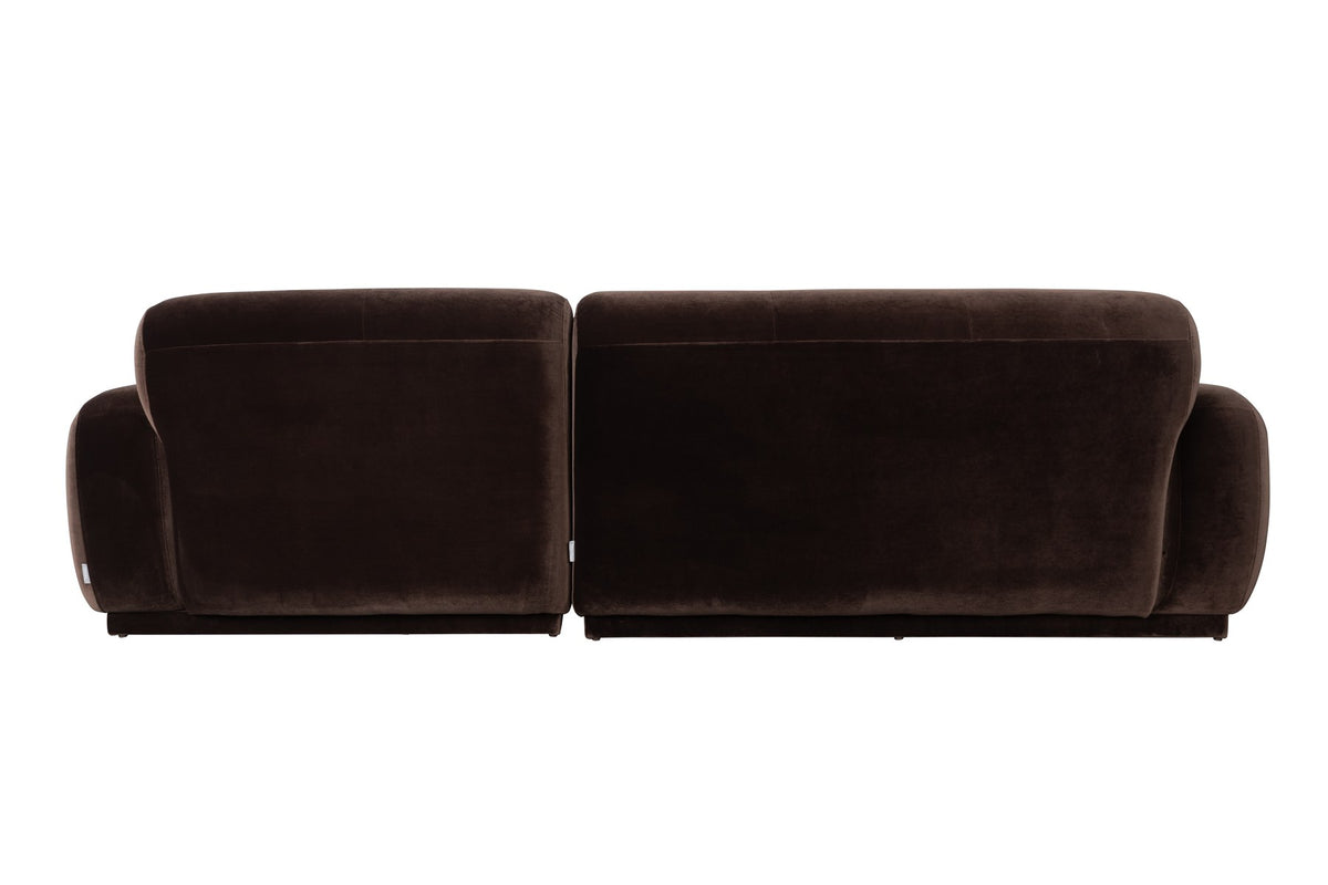 Braunes Ecksofa rechts Hazel von Zuiver mit Chaise Longue, Polyesterbezug und weicher Schaumstofffüllung, Sitzhöhe 42 cm.