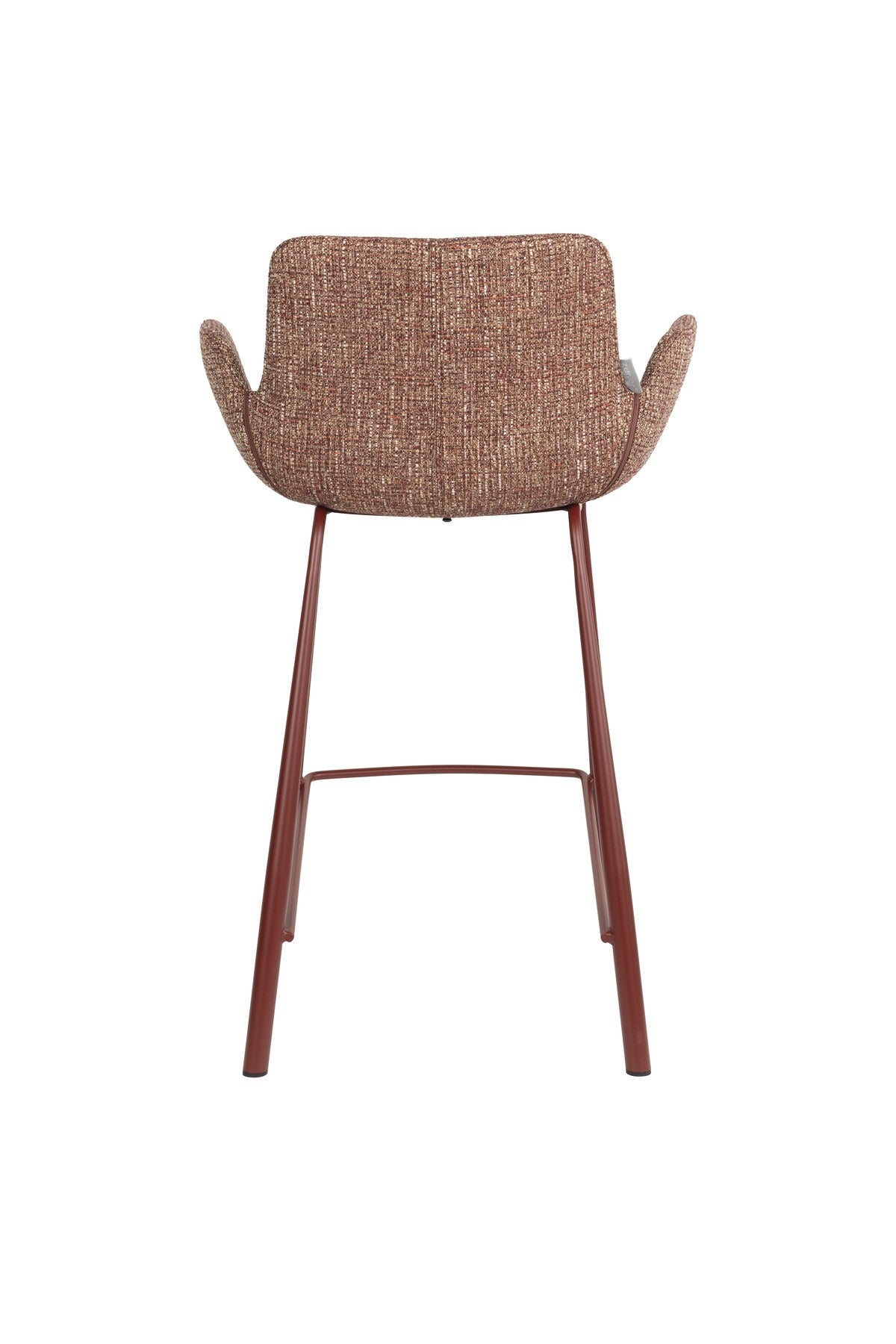 Barhocker Brit von Zuiver mit gepolstertem Sitz und Rückenlehne aus Polyester, schwarzes Gestell, erhältlich in Grau, Rot oder Beige.
